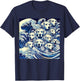 Blue Dogs Wave Japanese Art Women Men Kids Anime Graphic T-Shirt - T-Shirt | Navy