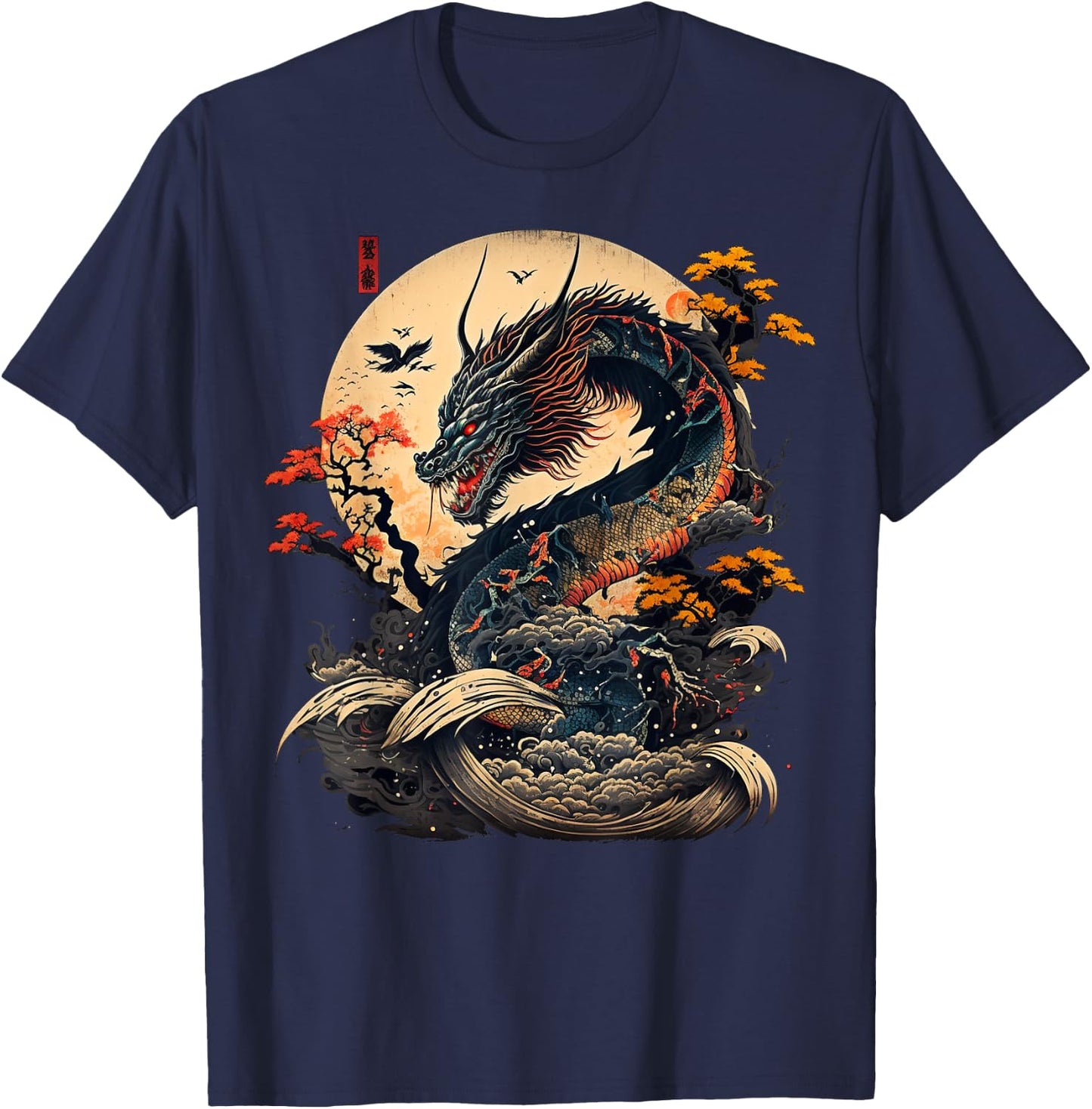 Asian Dragon Japan China Asia T-Shirt - T-Shirt | Navy