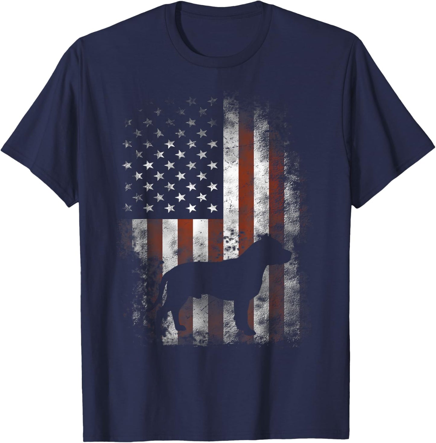 American Pitbull Terrier American Flag Patriotic T-Shirt - T-Shirt | Navy