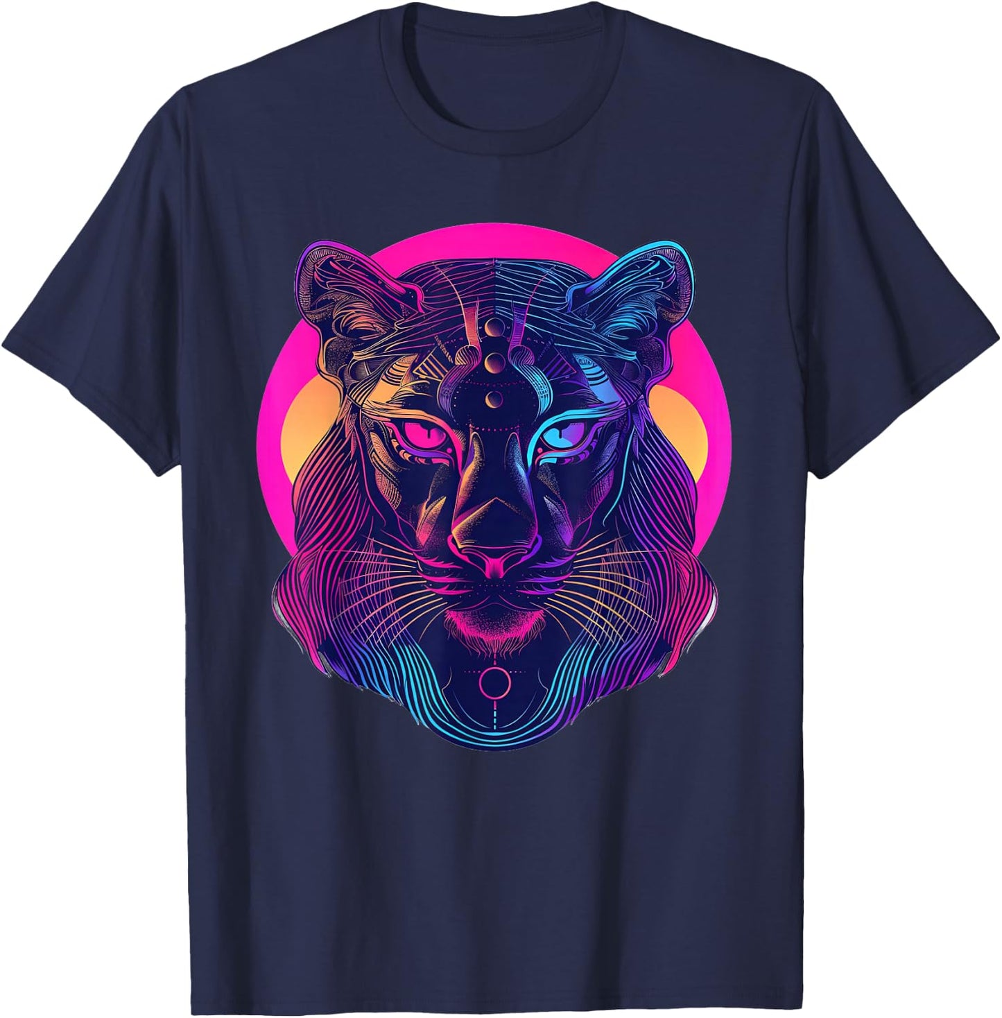 Sekhmet Synthwave T-Shirt - T-Shirt | Navy