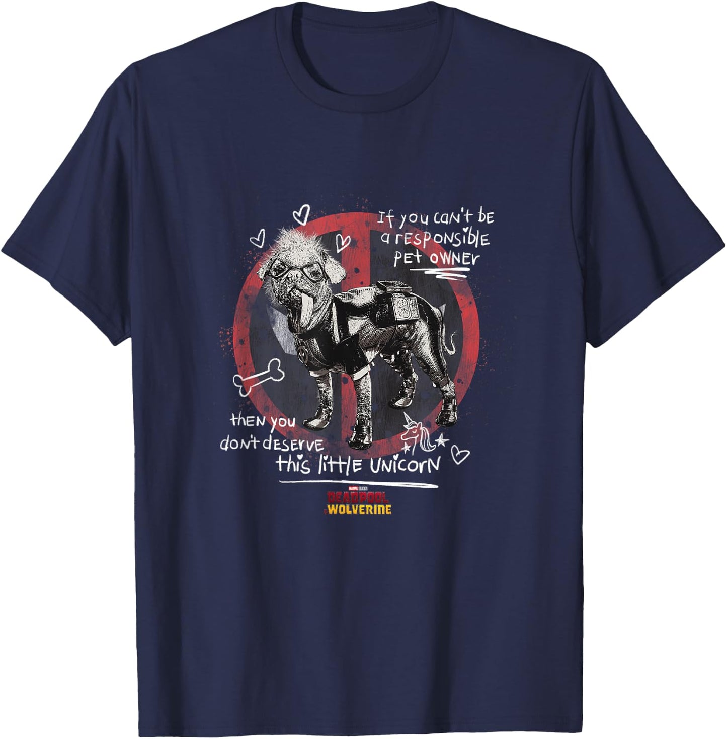 Marvel Deadpool & Wolverine A Responsible Pet Owner Vintage T-Shirt - T-Shirt | Navy