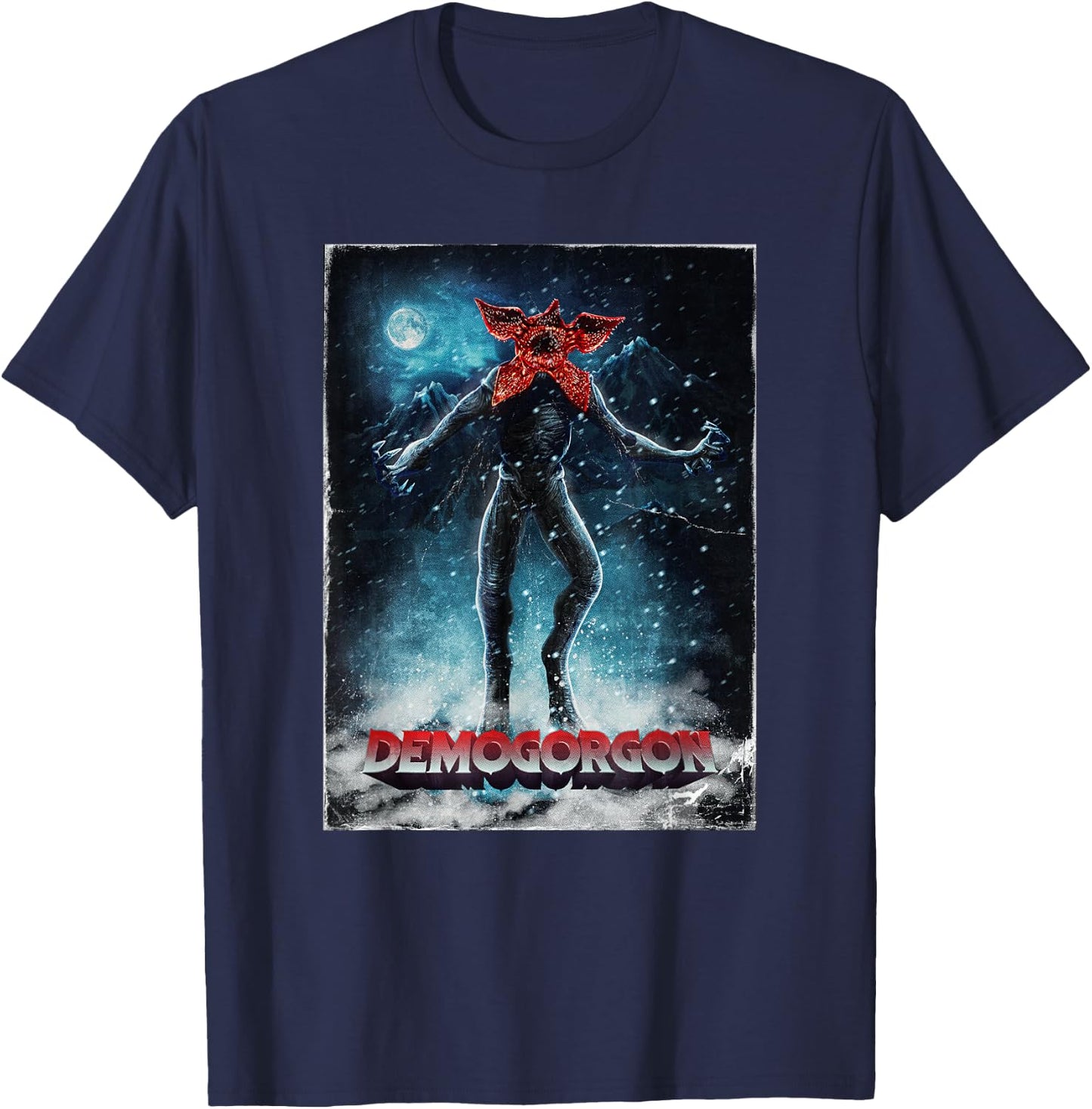 Stranger Things 4 Demogorgon Mountain Walk T-Shirt - T-Shirt | Navy