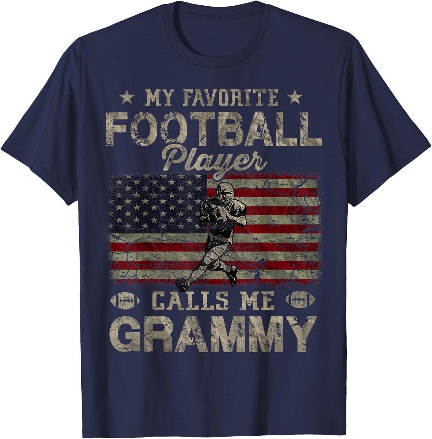 My Favorite Football Player Calls Me Grammy Mother's Day T-Shirt - T-Shirt | Navy