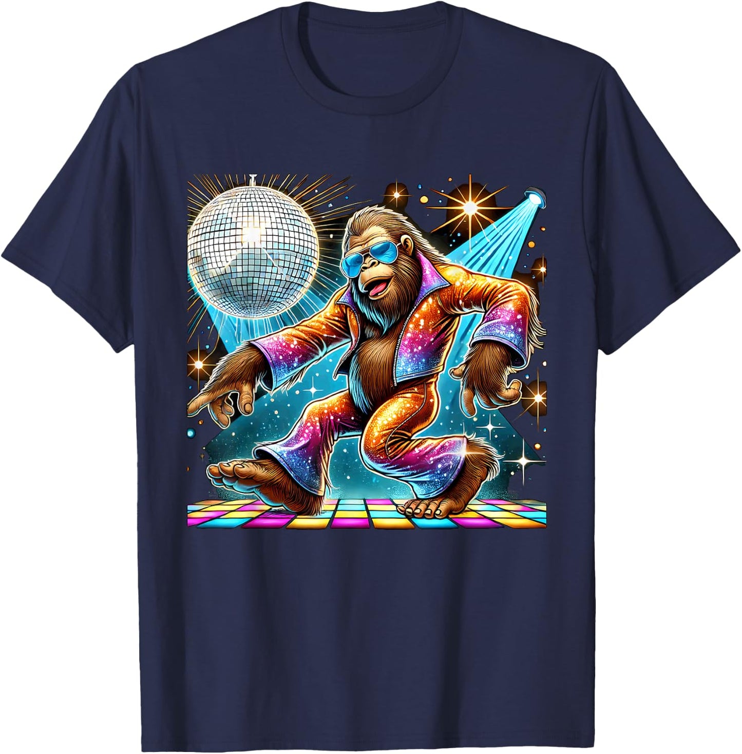 Aesthetic Bigfoot Disco T-Shirt - T-Shirt | Navy