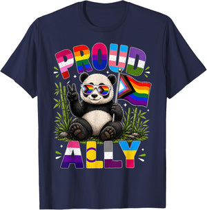 Proud Ally Panda LGBTQ Pride Month T-Shirt - T-Shirt | Navy