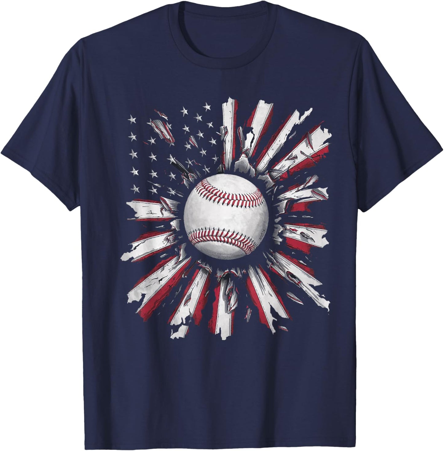American Flag Baseball Player Bat Fan Catcher Pitcher USA T-Shirt - T-Shirt | Navy