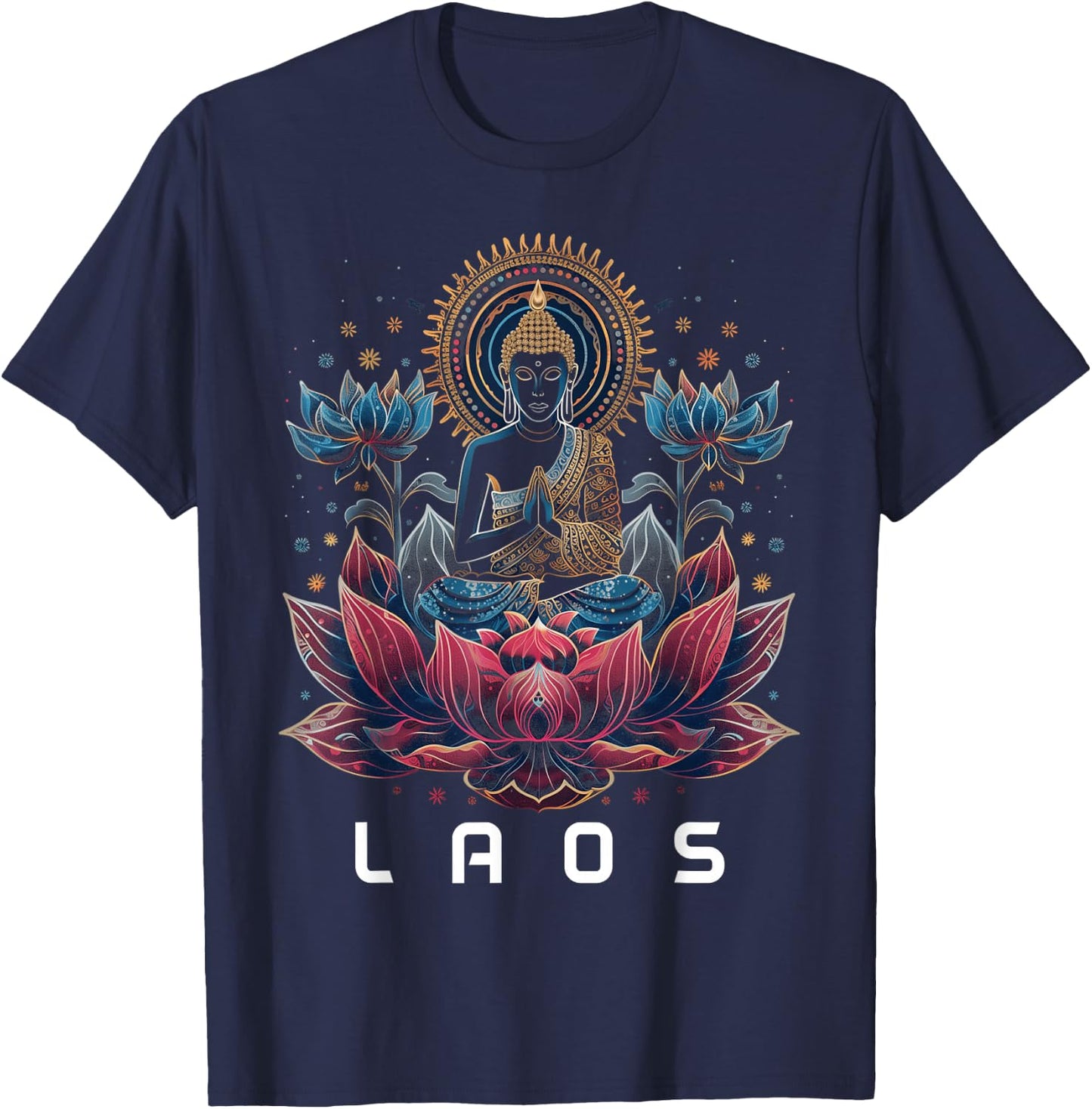 Laos Buddha Vintage Buddhist Souvenir T-Shirt - T-Shirt | Navy