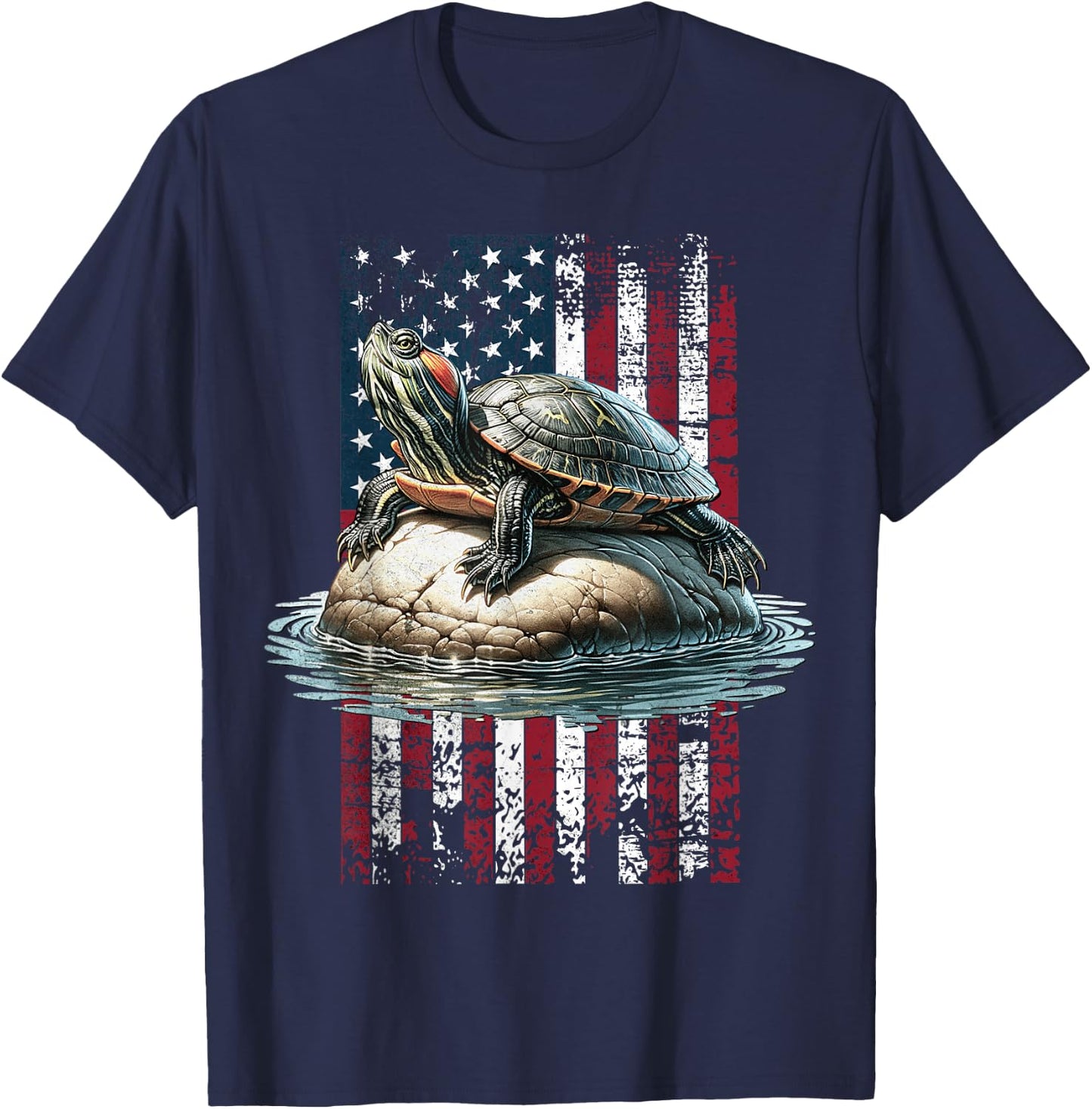 American Turtle Red Eared Slider US Red Eared Slider T-Shirt - T-Shirt | Navy