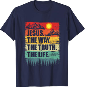 Jesus The Way Truth Life Women Men Kids Christian Worship T-Shirt - T-Shirt | Navy