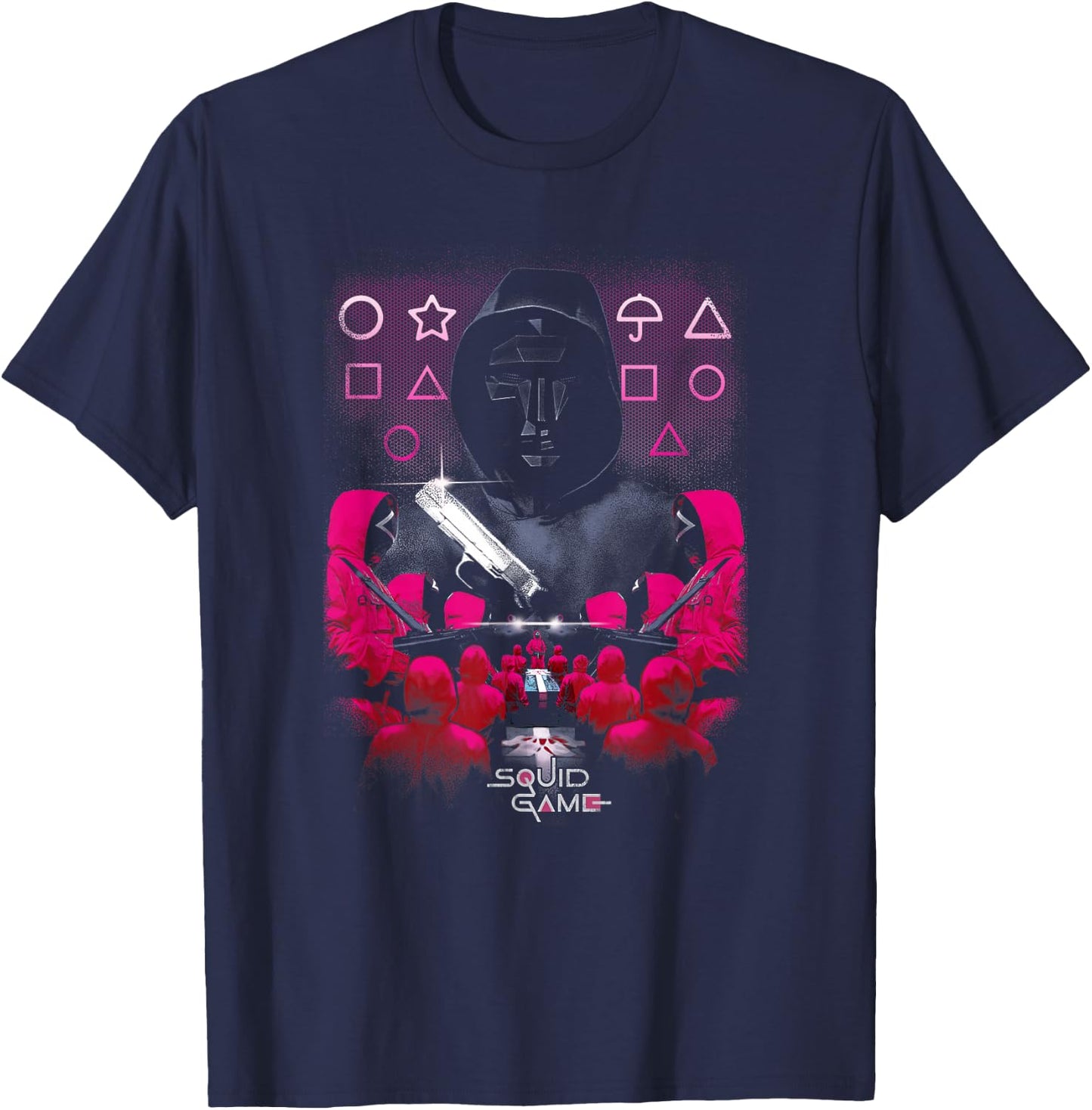 Squid Game Front Man Geometric Poster T-Shirt - T-Shirt | Navy