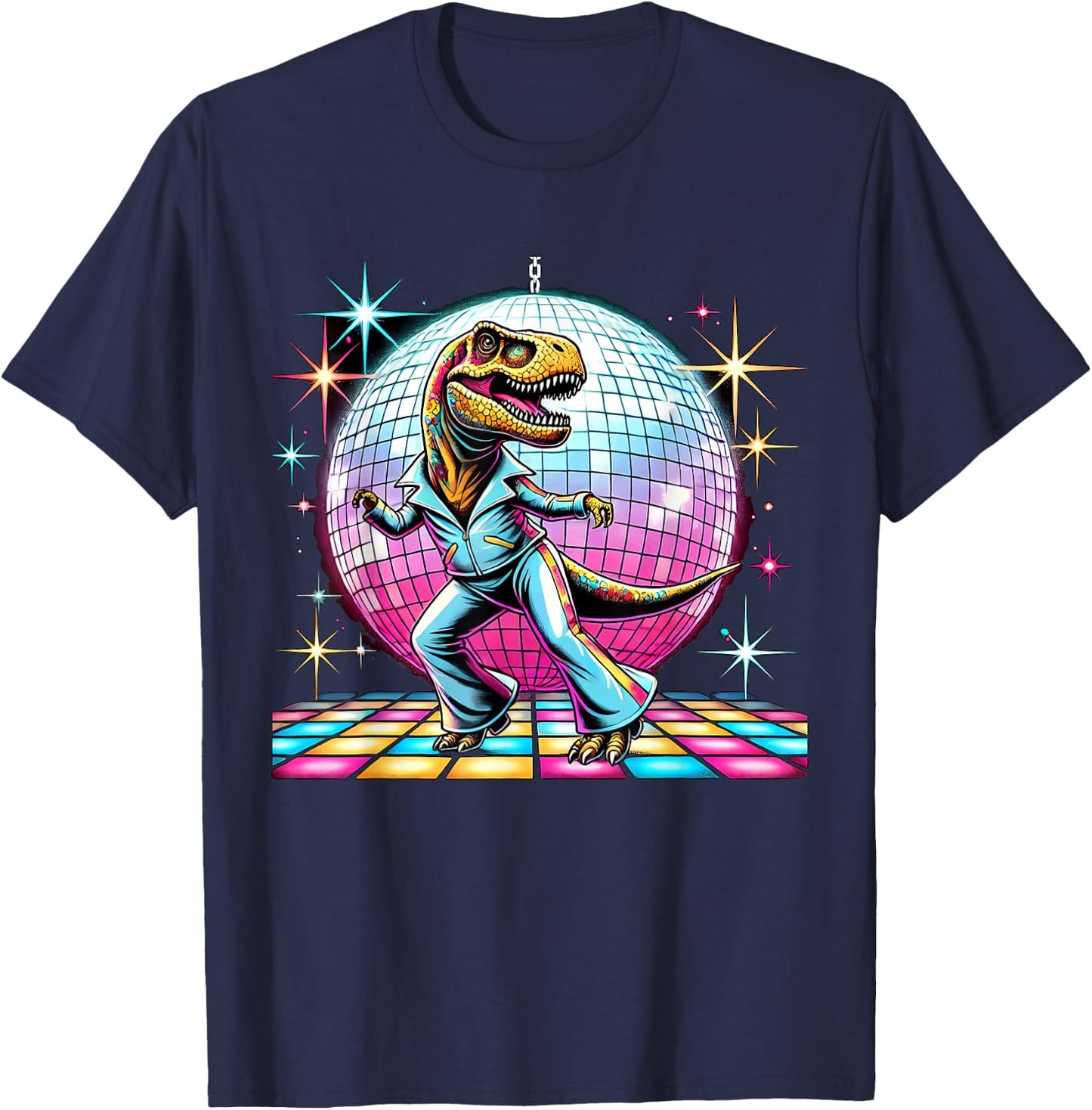 Aesthetic T-Rex Disco T-Shirt - T-Shirt | Navy