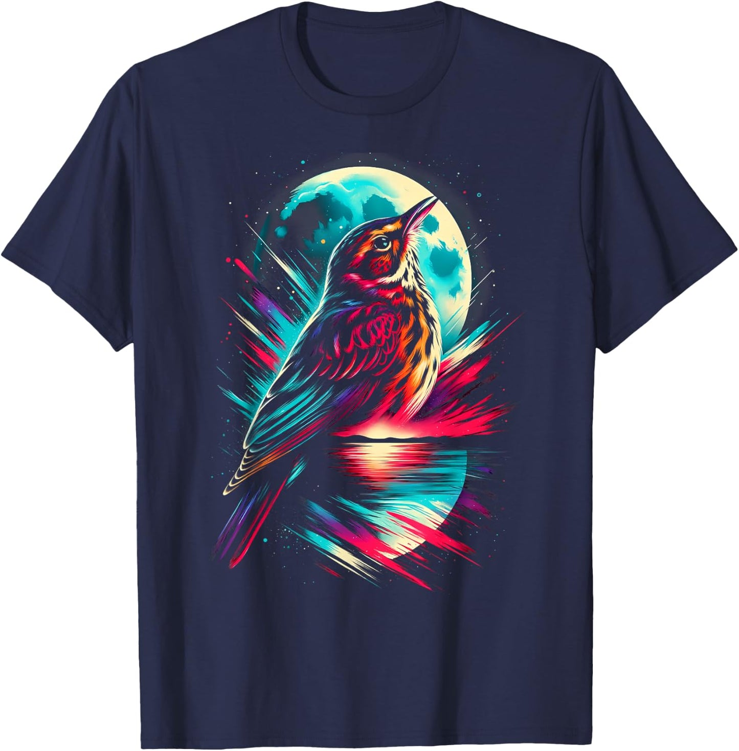 Colorful Lark Bird Spirit Animal Cool Illustration T-Shirt - T-Shirt | Navy