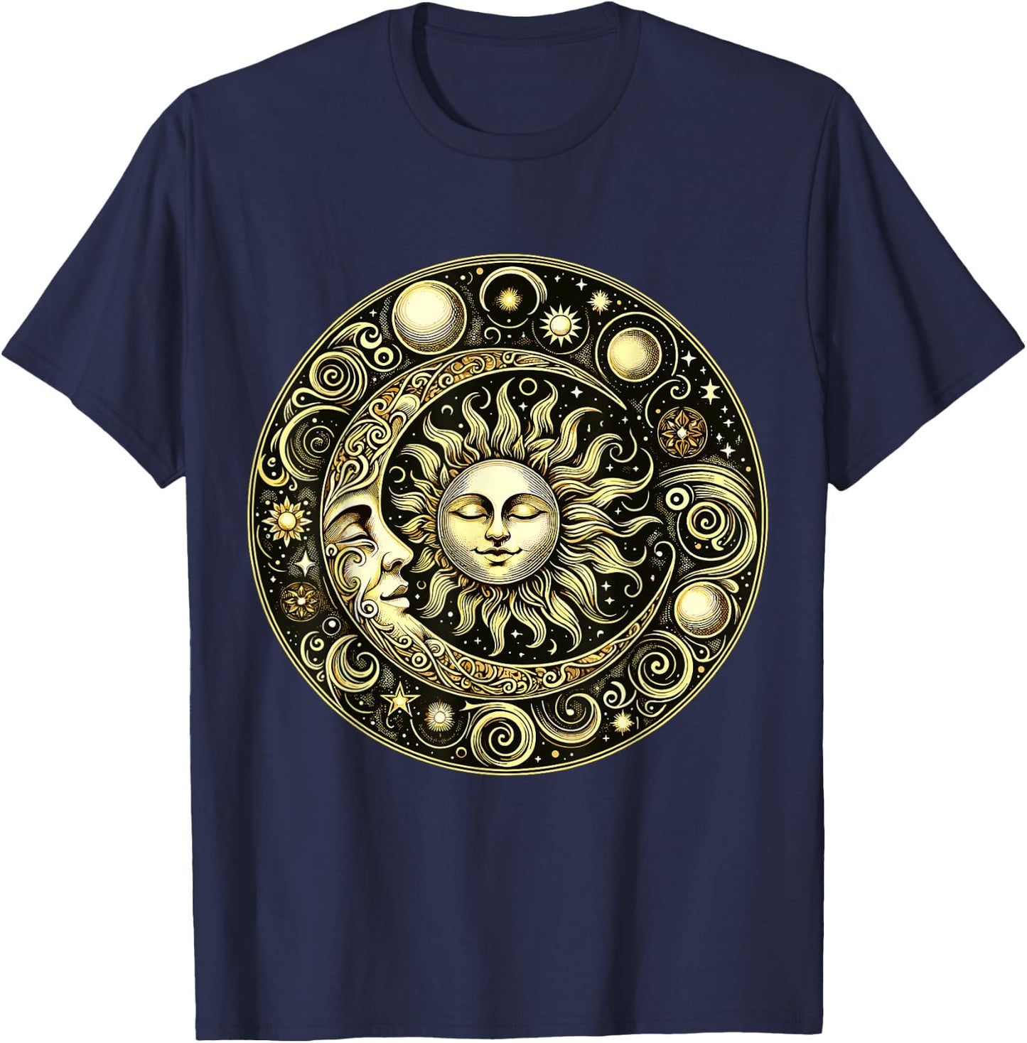 Celestial Moon and Sun T-Shirt - T-Shirt | Navy