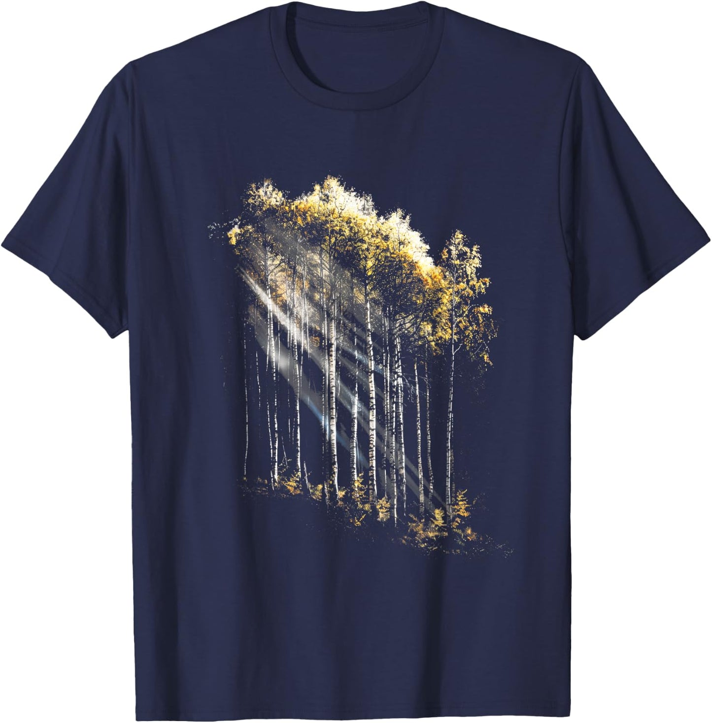 Realistic Forest Birch Tree Nature graphics T-Shirt - T-Shirt | Navy