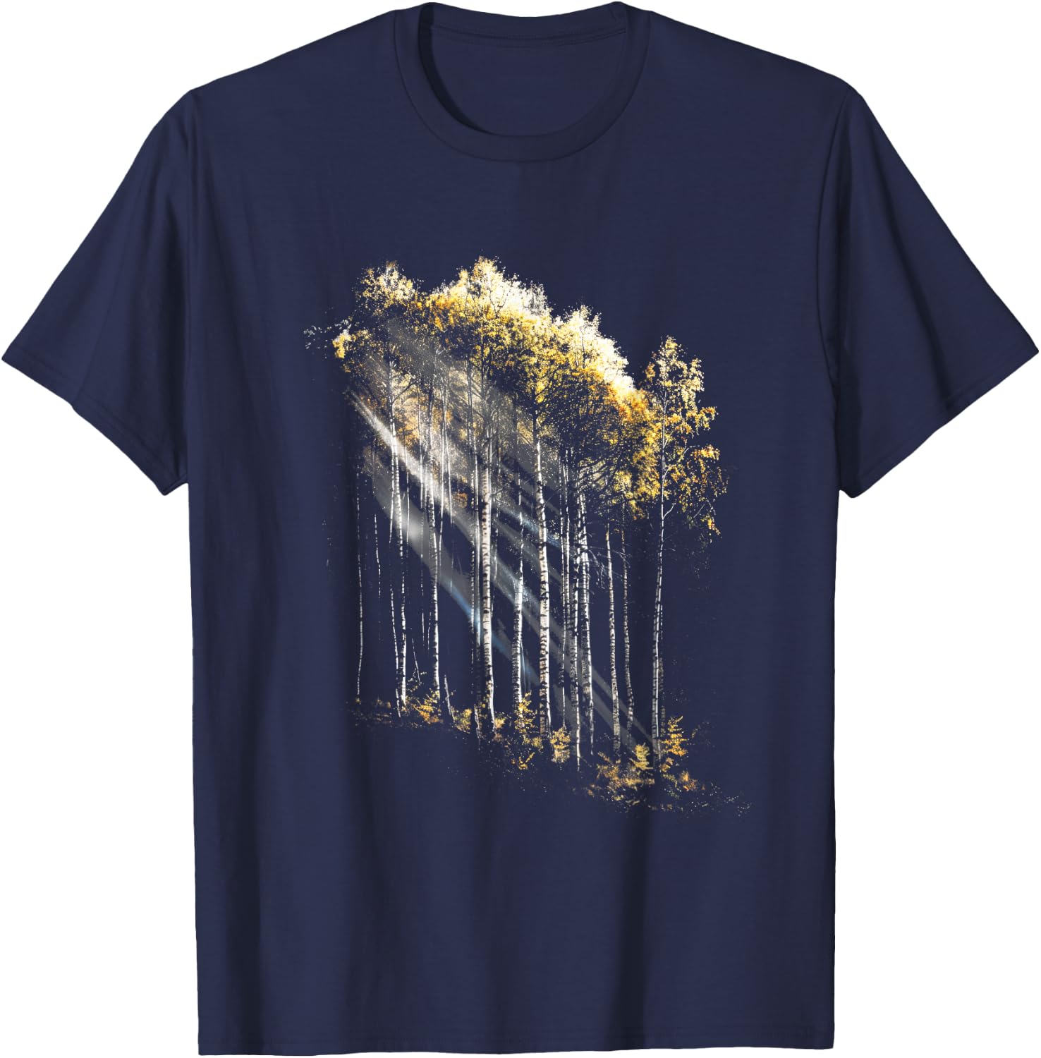 Realistic Forest Birch Tree Nature graphics T-Shirt - T-Shirt | Navy