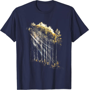 Realistic Forest Birch Tree Nature graphics T-Shirt - T-Shirt | Navy