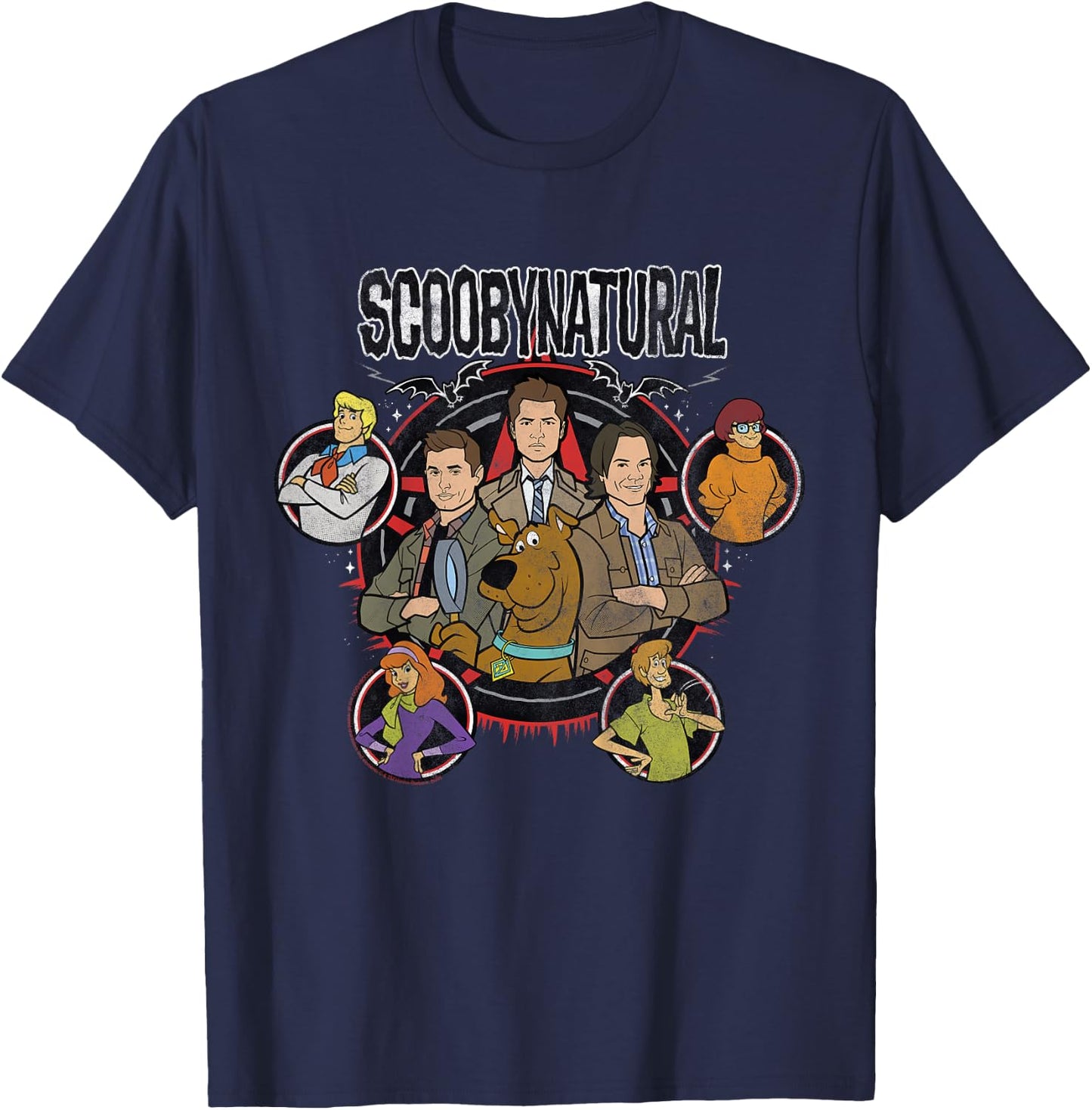 Kids Scooby-Doo Scoobynatural Mash Up Group Shot Poster T-Shirt - T-Shirt | Navy