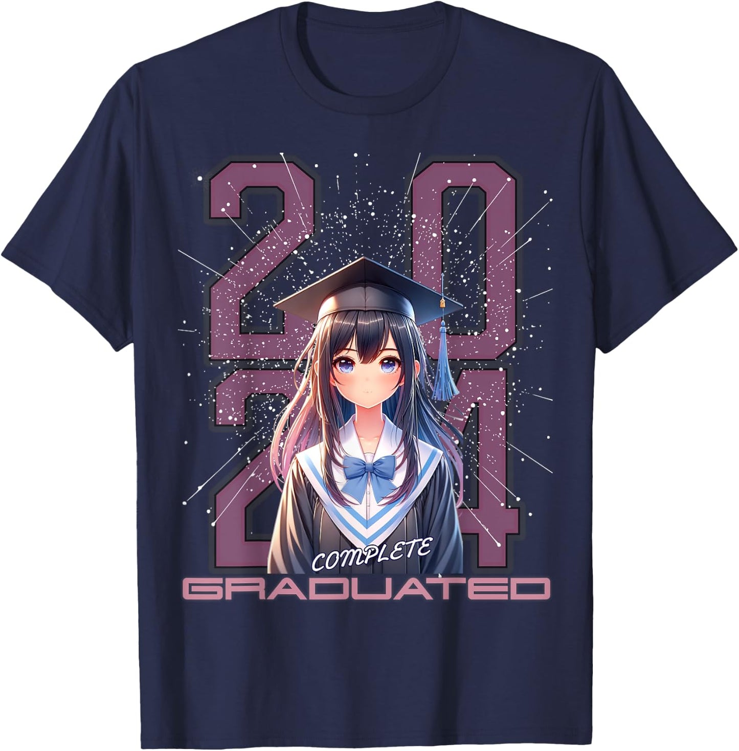Graduation shirts 2024 anime lover high school college T-Shirt - T-Shirt | Navy