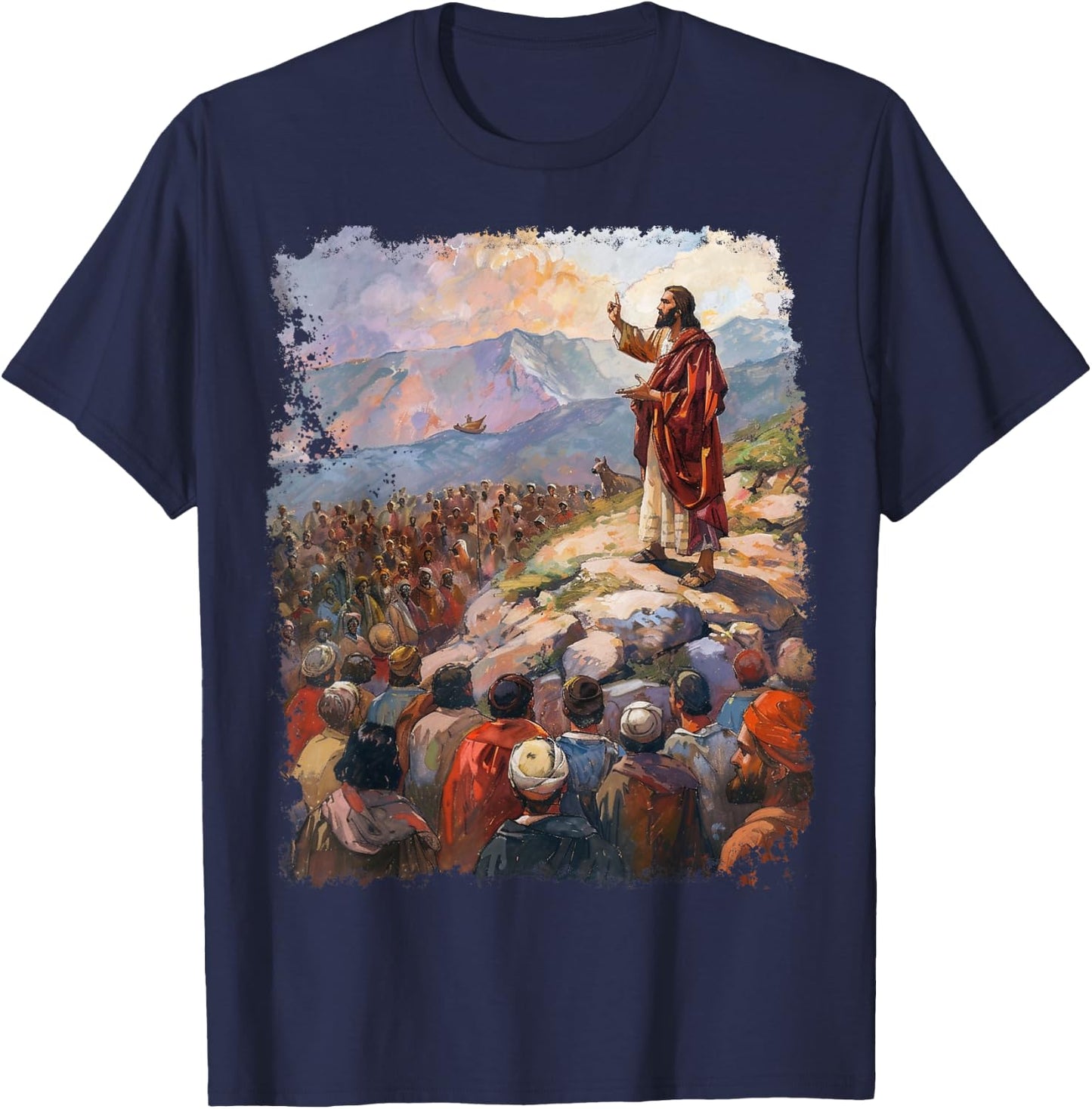Sermon on the Mount Jesus Christ T-Shirt - T-Shirt | Navy