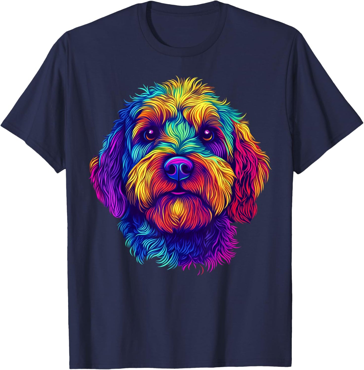 Colorful Aussiedoodle Dog Lover Cute Puppy Men Women Black T-Shirt - T-Shirt | Navy