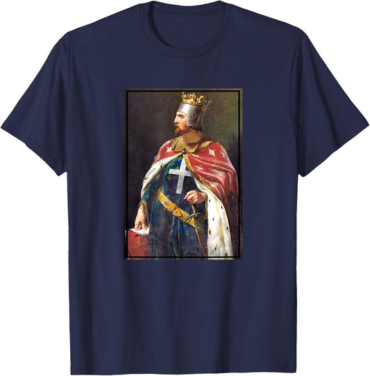 Richard The Lionheart Portrait Painting (1841) T-Shirt - T-Shirt | Navy