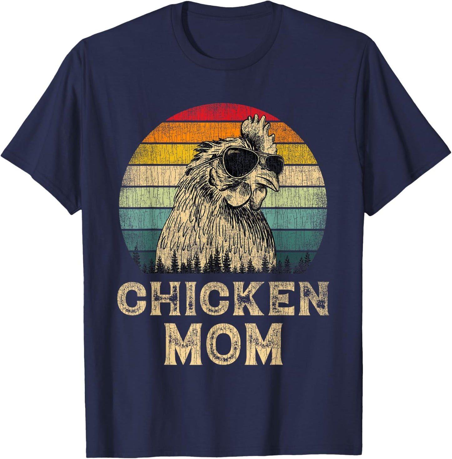 Vintage Chicken Mom Chicken Lovers Mommy Mother's Day T-Shirt - T-Shirt | Navy