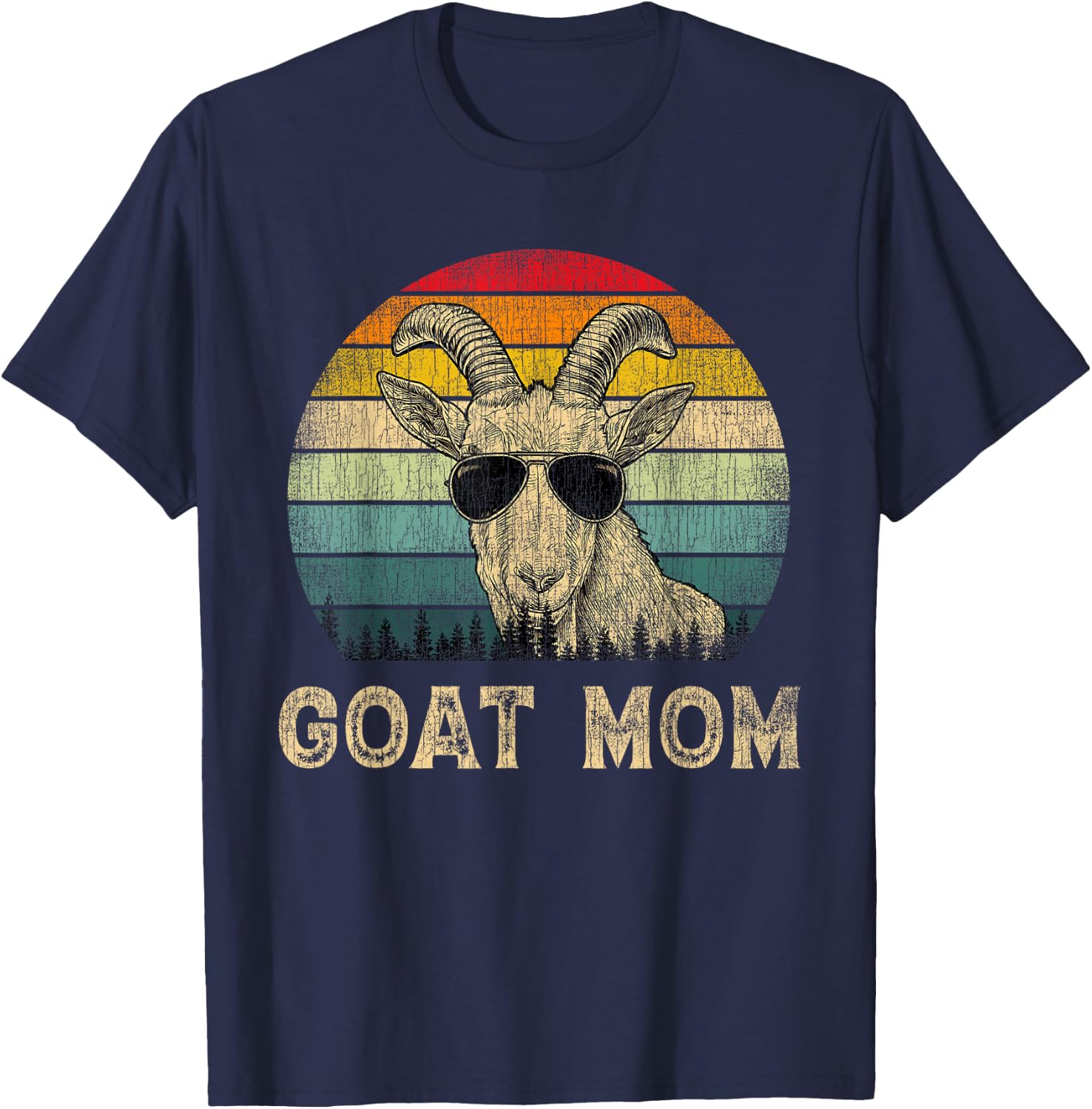 Vintage Goat Mom Goat Lovers Mommy Mother's Day T-Shirt - T-Shirt | Navy