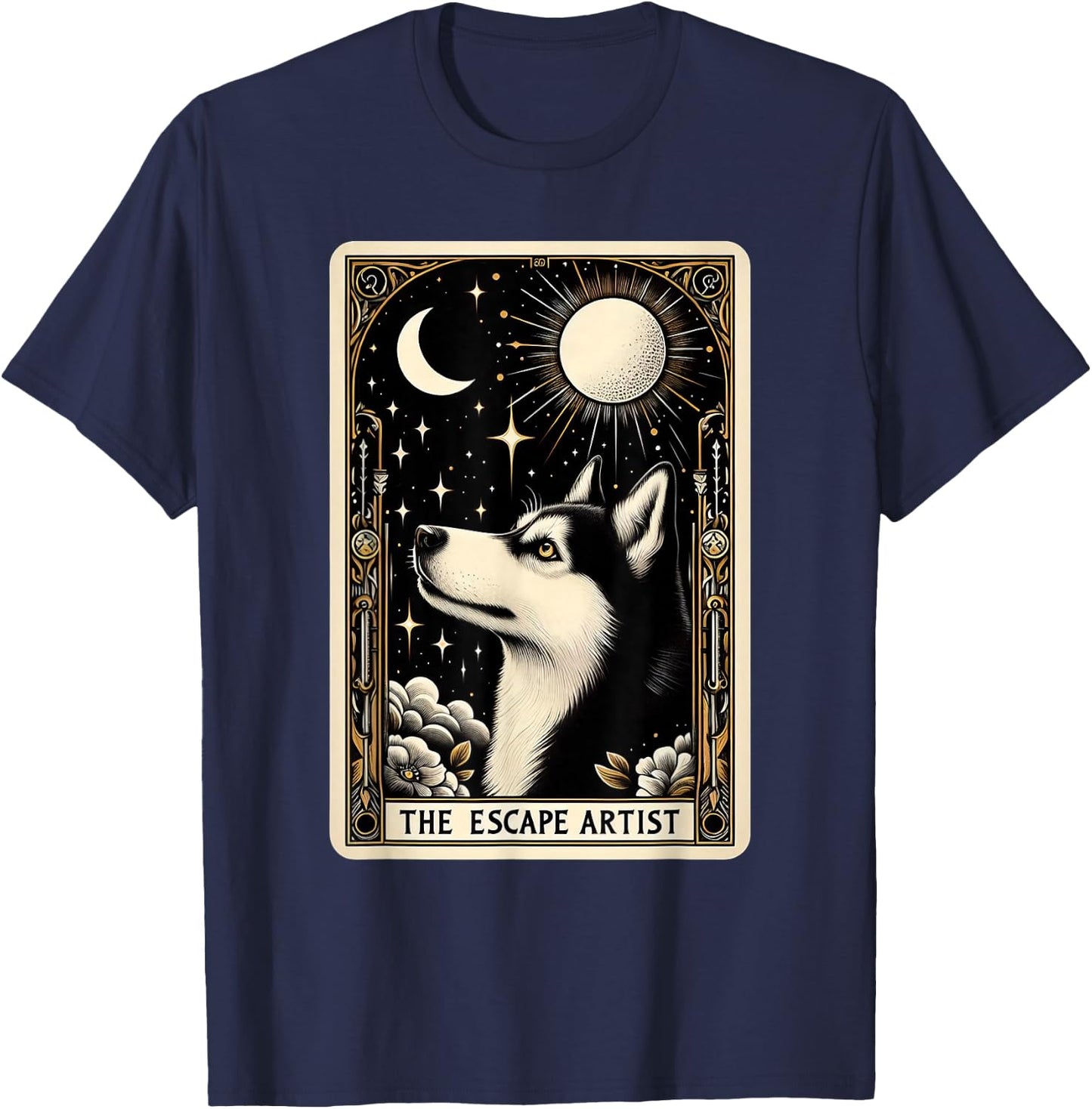 Funny Siberian Husky Tarot Card Husky Lover Men Women T-Shirt - T-Shirt | Navy