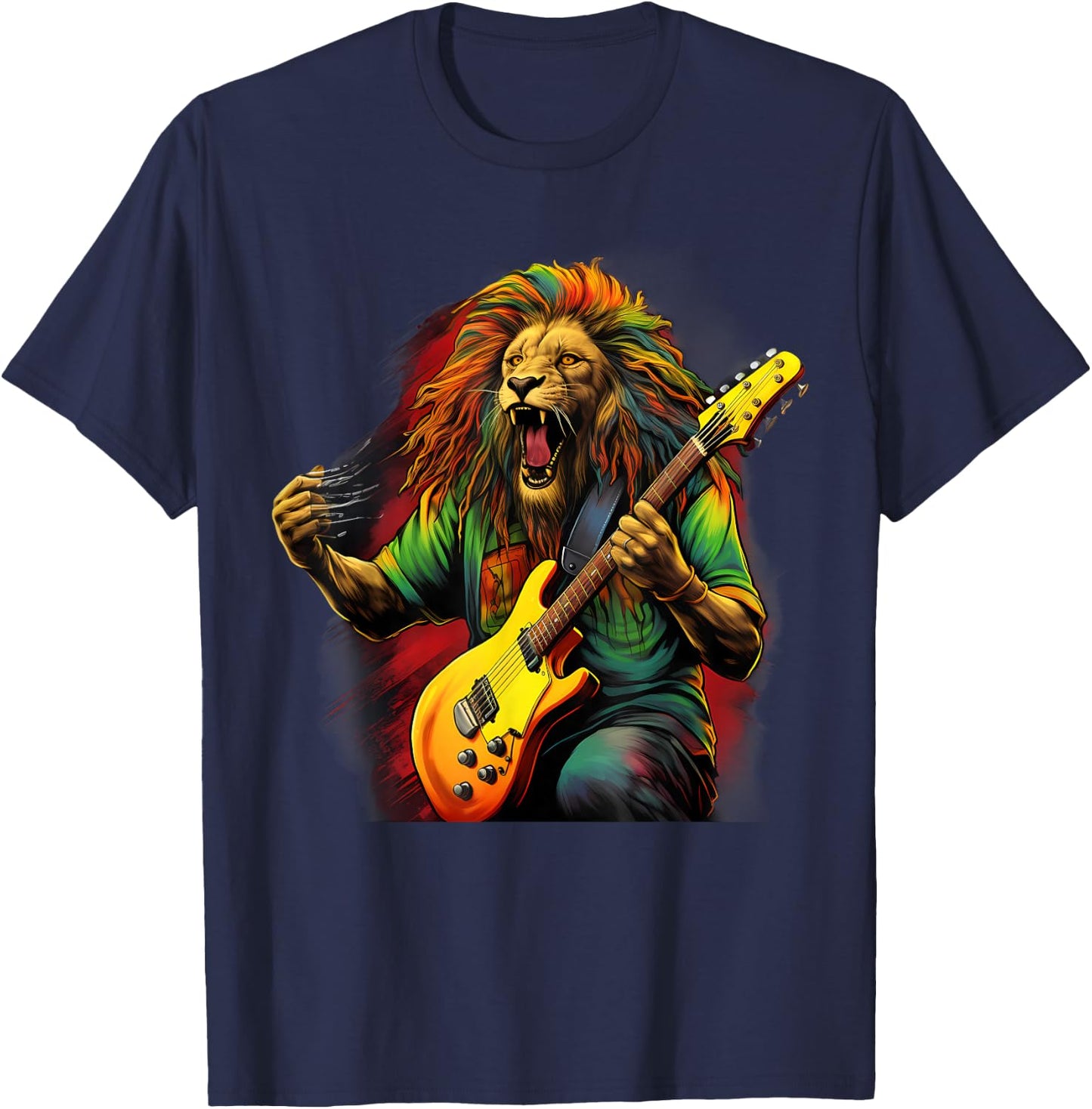Rasta Reggae Lion Jamaican Roots Lion of Judah Reggae Music T-Shirt - T-Shirt | Navy