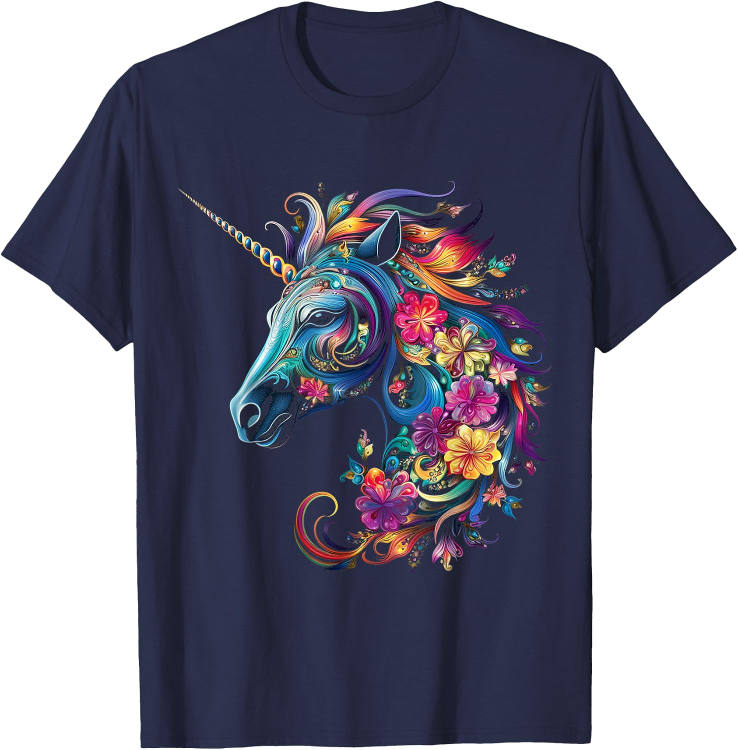 Unicorn Rainbow Animal Graphic Artwork Unicorn T-Shirt - T-Shirt | Navy