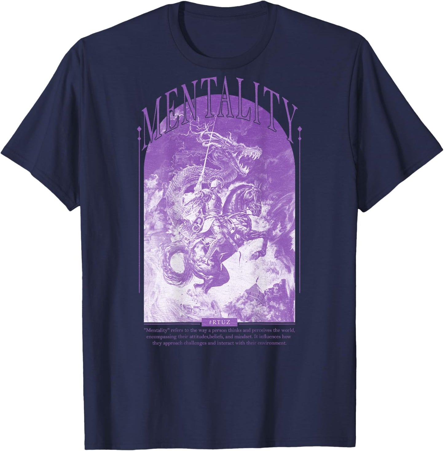 Hip Hop Vintage Hipster Edgy Urban Y2K Back Print Streetwear T-Shirt - T-Shirt | Navy