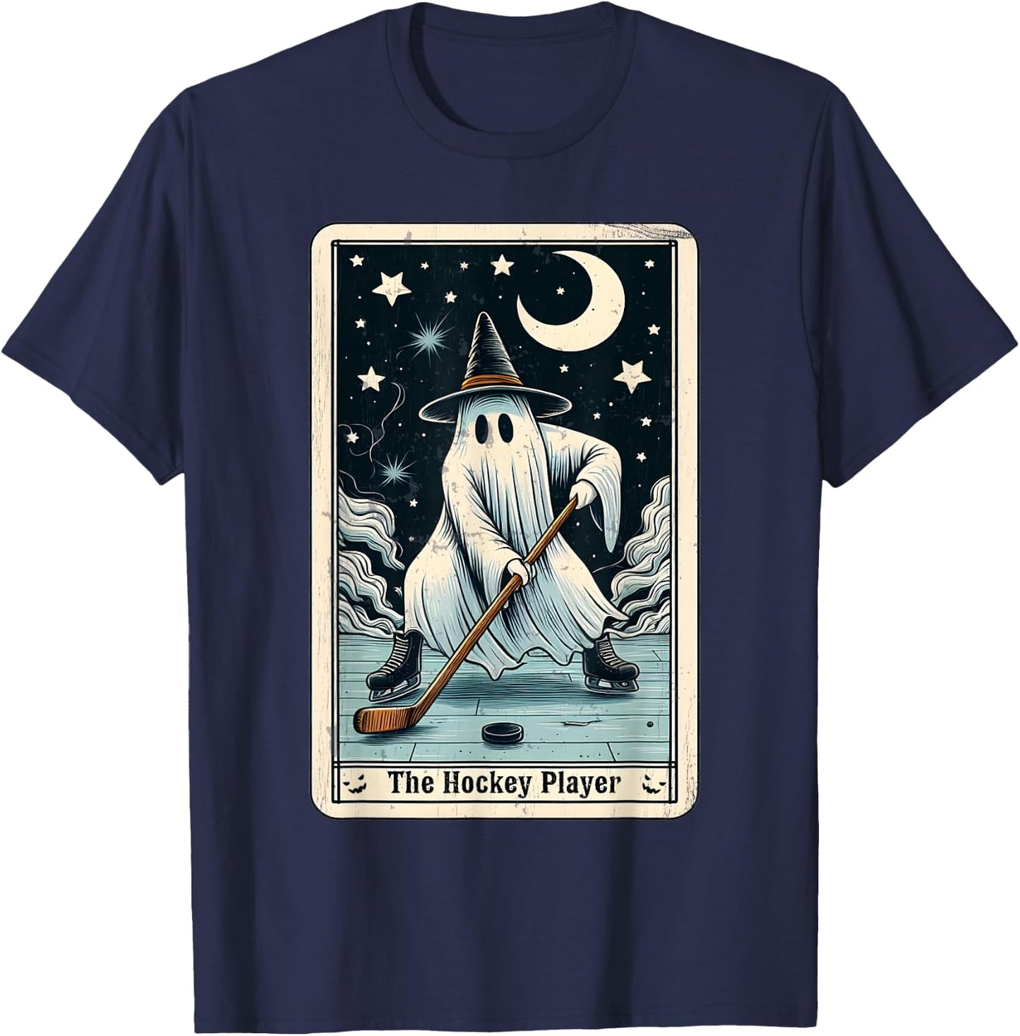 Hockey Ghost Tarot Card Halloween Ice Hockey Costume T-Shirt - T-Shirt | Navy