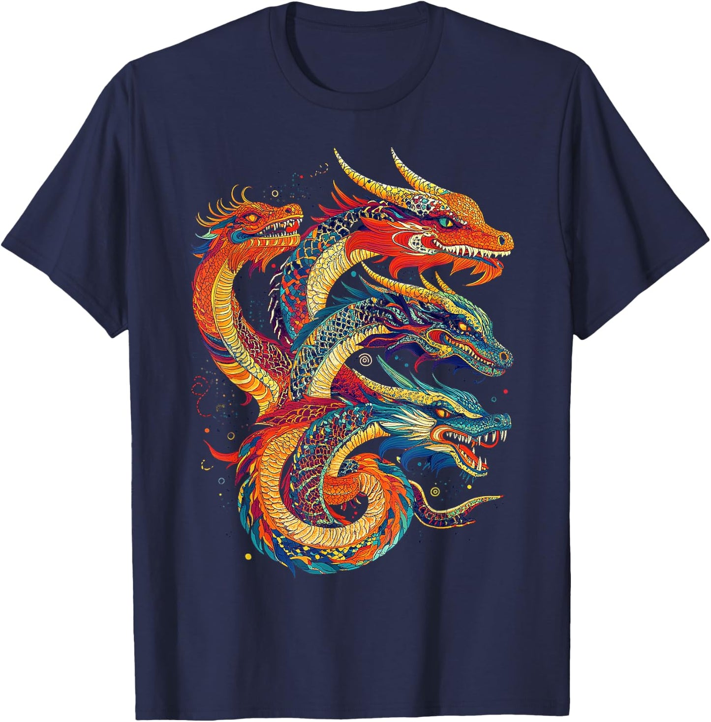 Hydra Dragon Graphic Mythical Art Hydra Dragon T-Shirt - T-Shirt | Navy