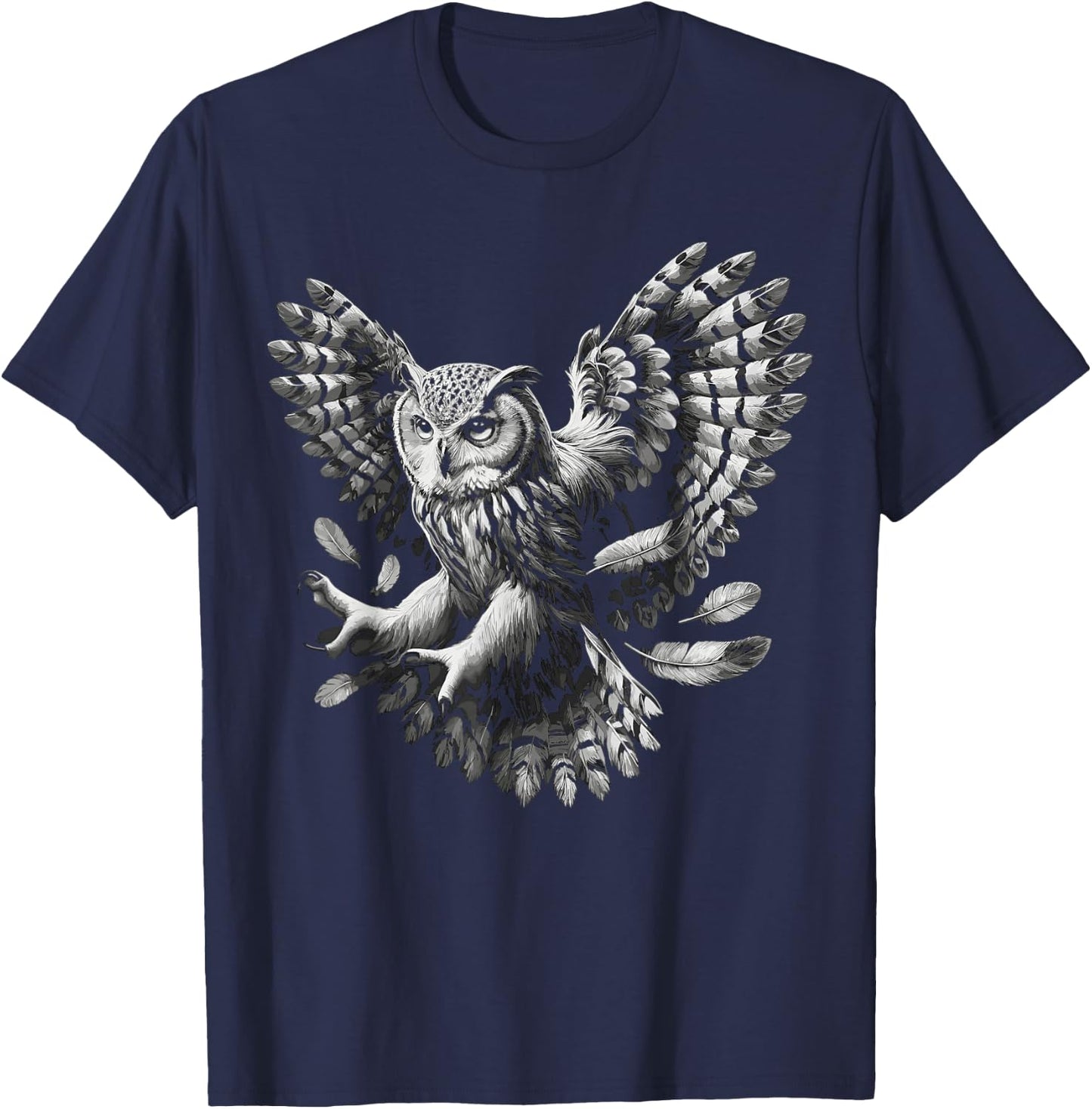 Owl Bird Art Animal Owl T-Shirt - T-Shirt | Navy