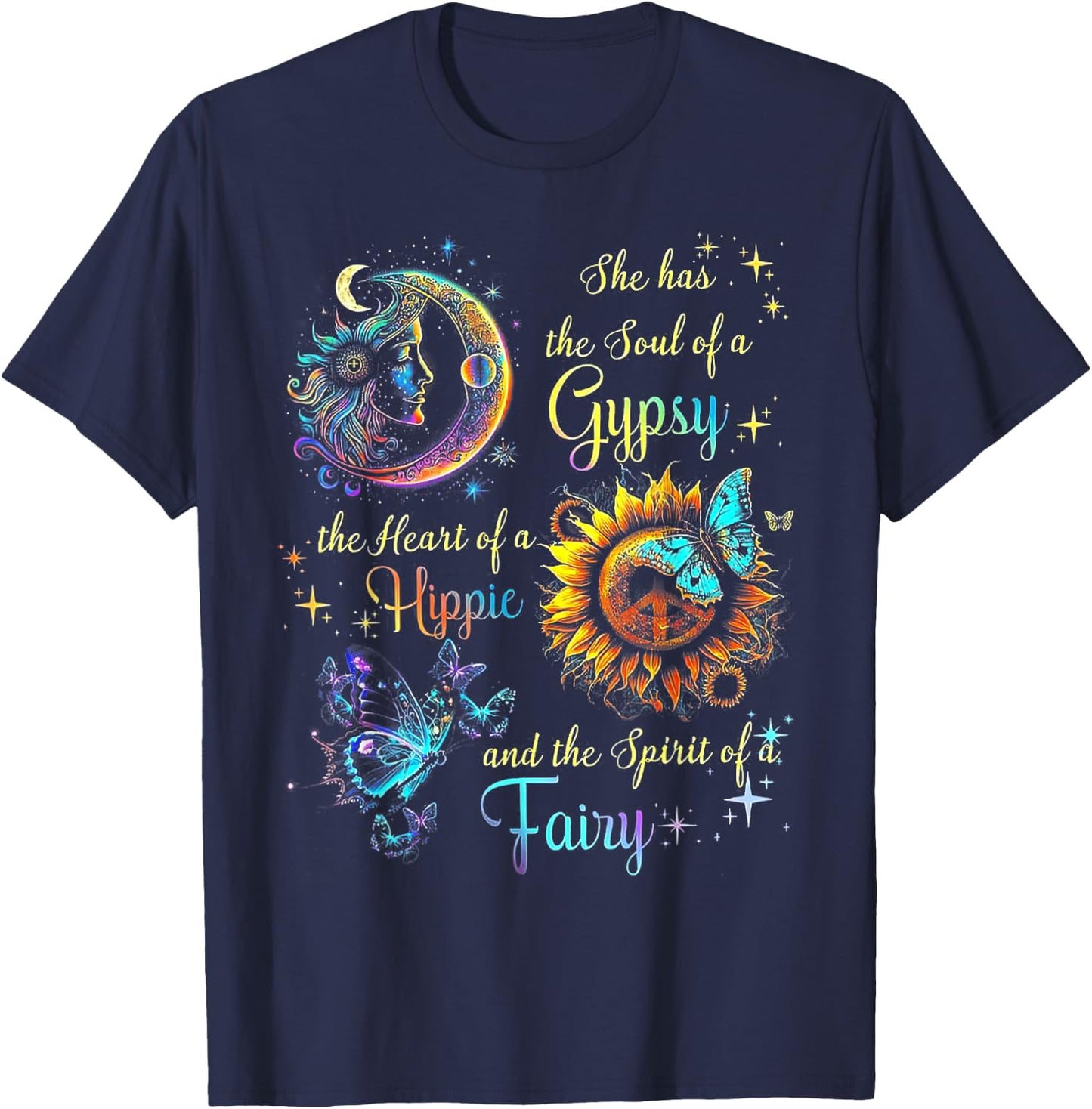 She Has She Soul Of A Gypsy The Heart Of A Hippie T-Shirt - T-Shirt | Navy