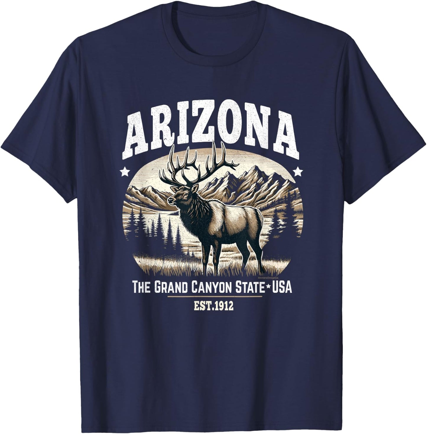 Arizona Rocky Mountain Elk, The Grand Canyon State T-Shirt - T-Shirt | Navy
