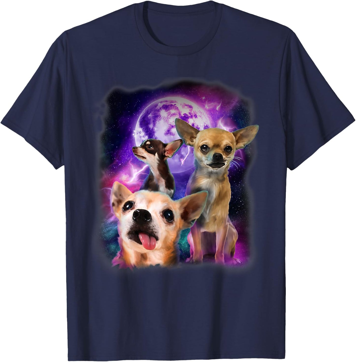 Howling at the Moon Shirt - Chihuahua Shirt - Chihuahua T-Shirt - T-Shirt | Navy