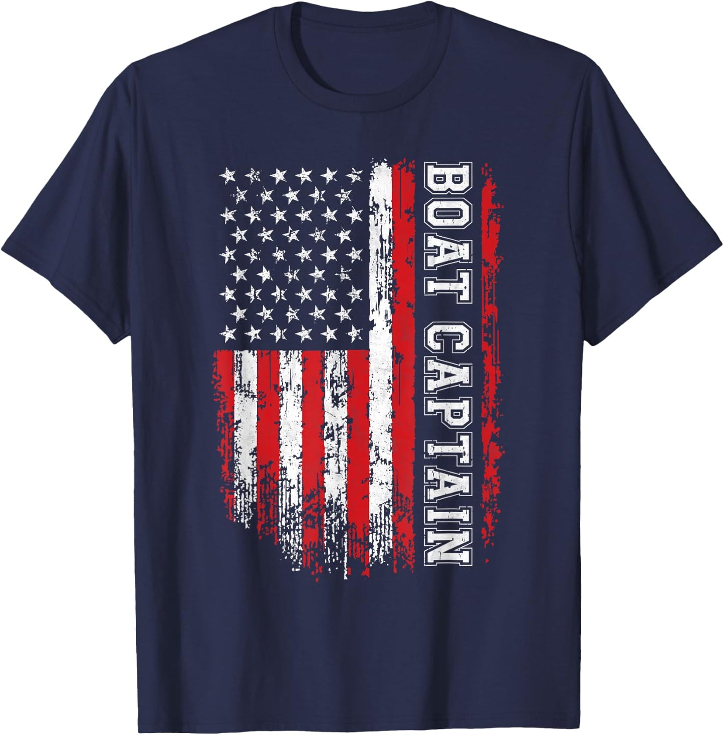 Boat Captain American Flag Boating T-Shirt - T-Shirt | Navy