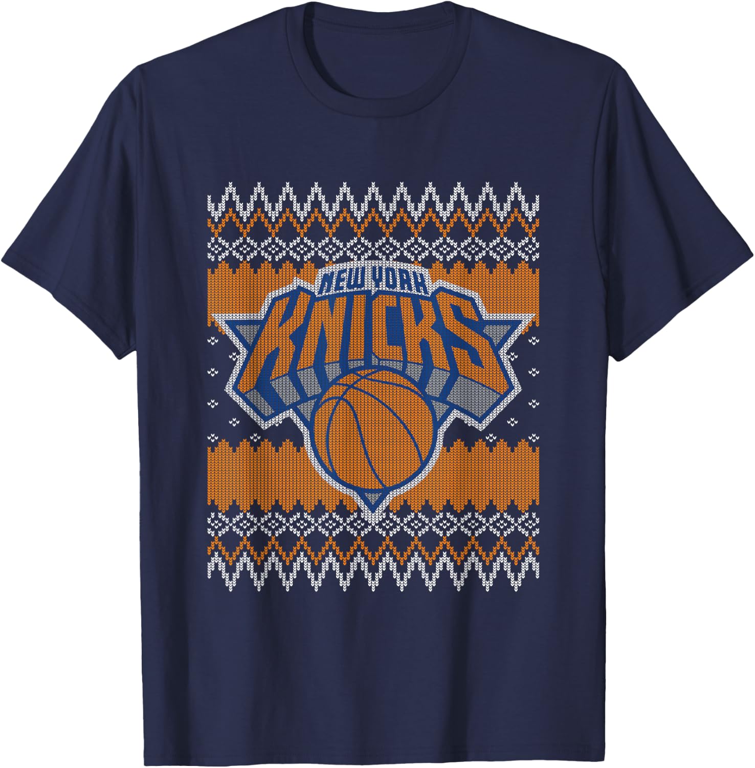 NBA New York Knicks Ugly Christmas Sweaters Style T-Shirt - T-Shirt | Navy