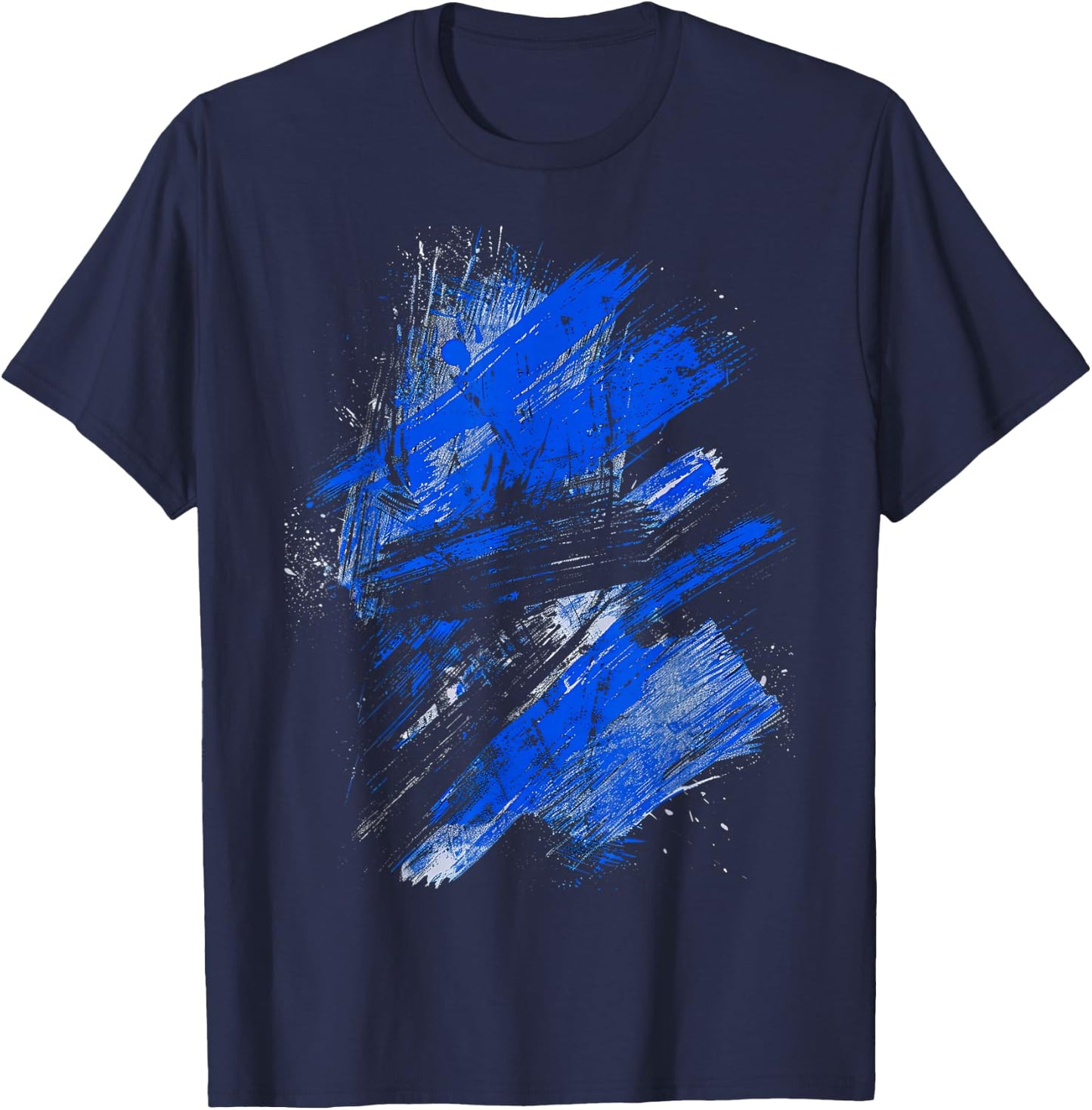 Blue And Black Artistic Splash Graphic T-Shirt - T-Shirt | Navy