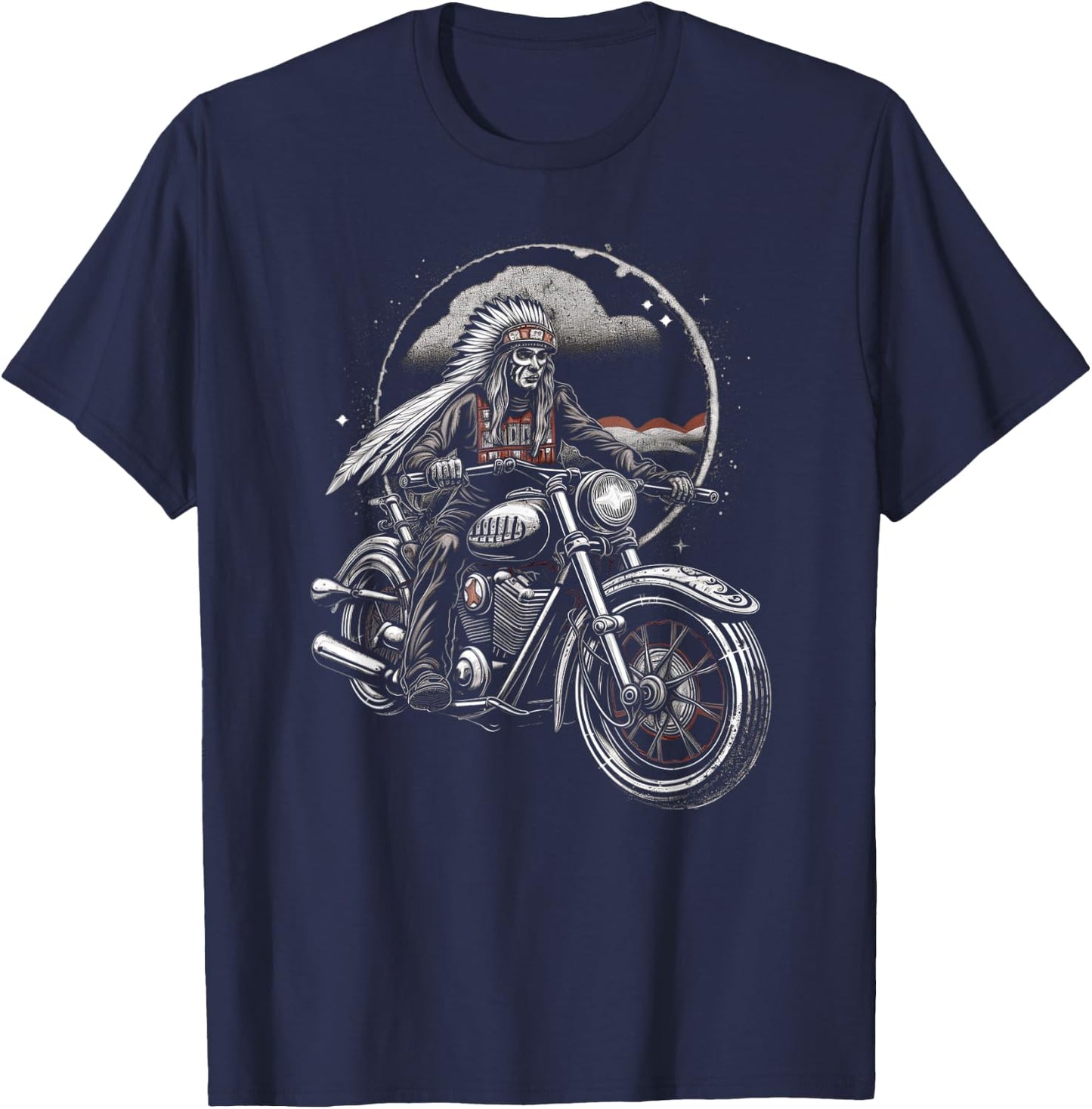 Native American bikes Motorcycle Indian Bikers old classic T-Shirt - T-Shirt | Navy