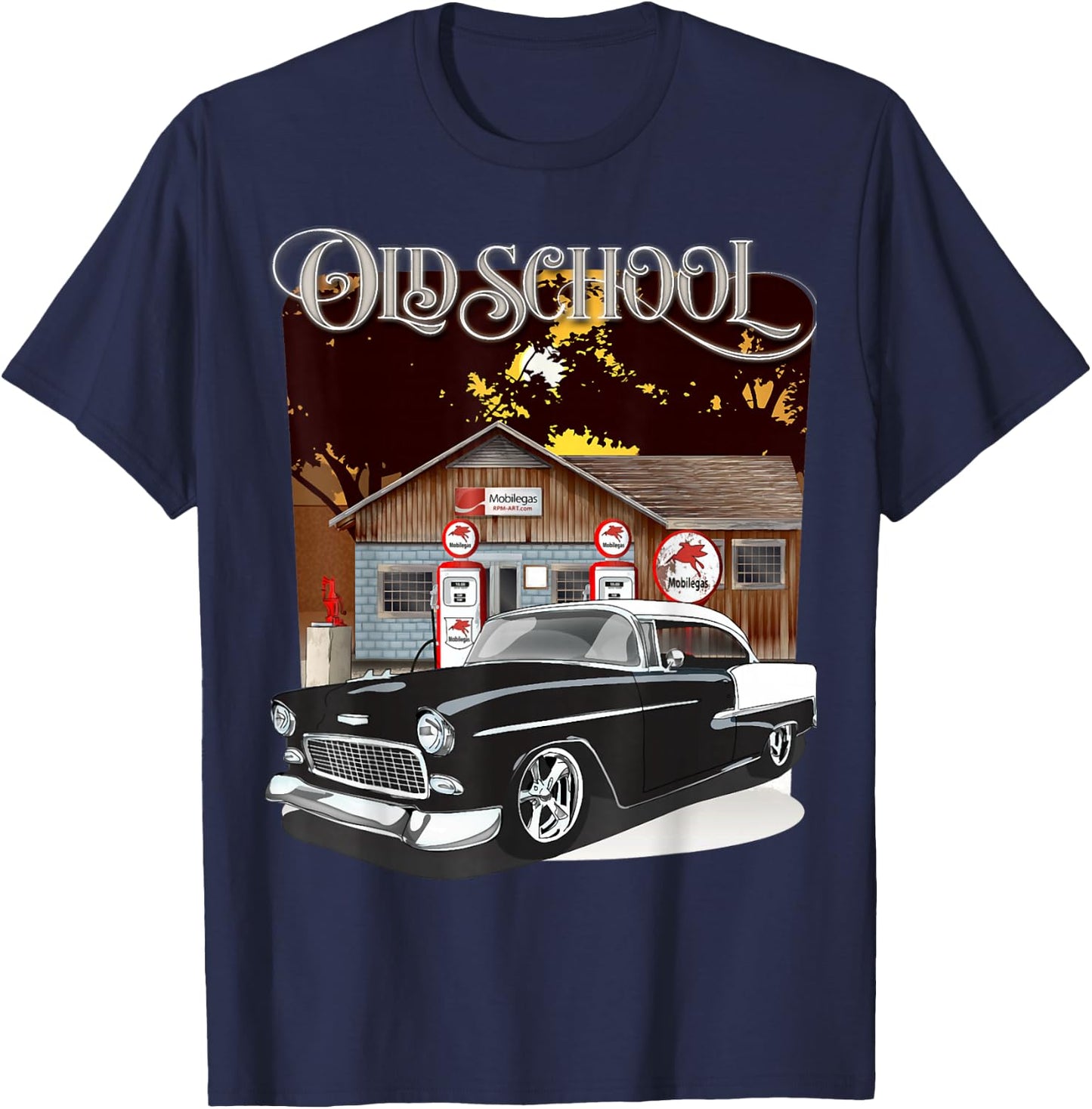 1955 55 chevys bel air Classic Vintage Muscle car Old School T-Shirt - T-Shirt | Navy