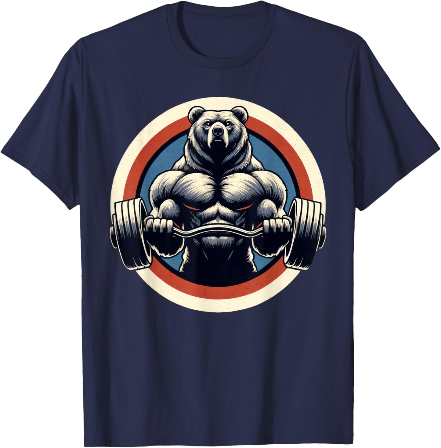 Bear Powerlifting Weightlifting Gym Workout T-Shirt - T-Shirt | Navy