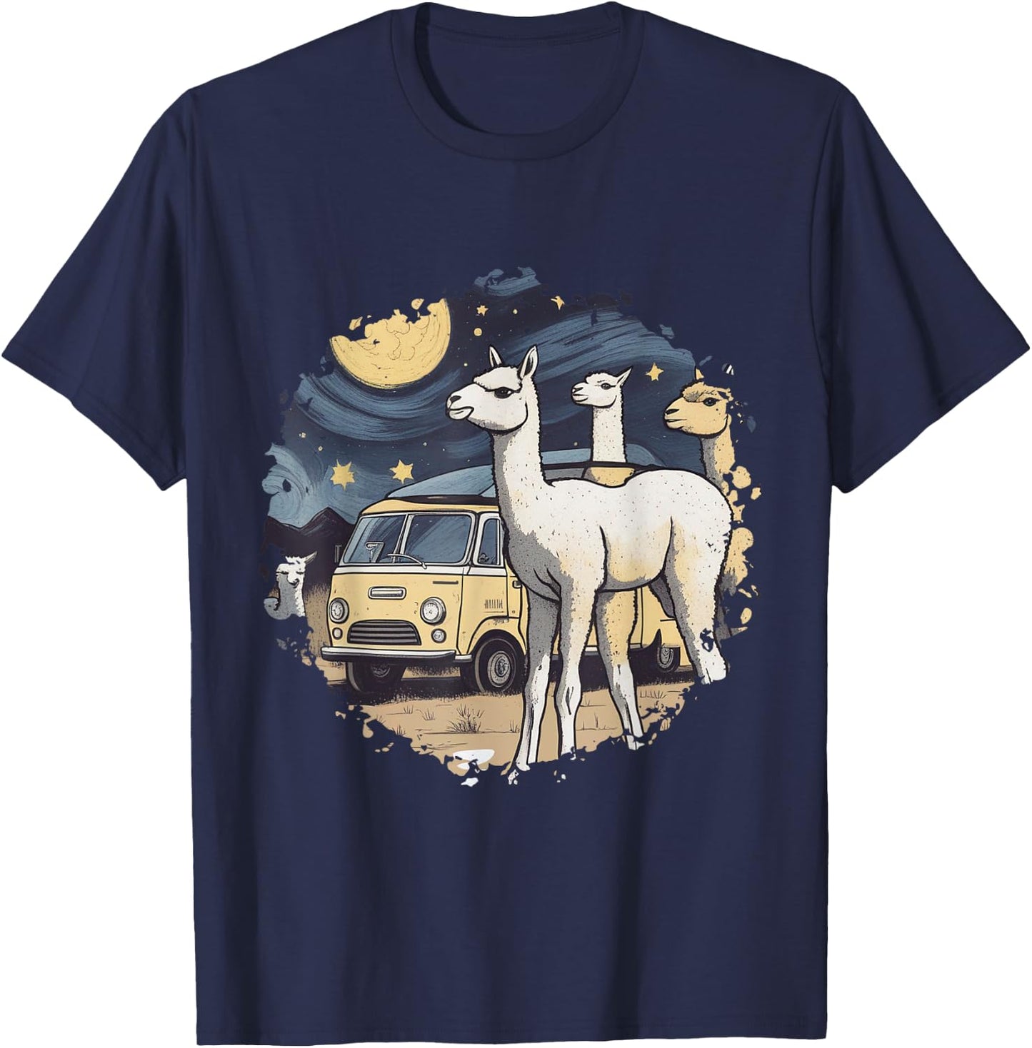 Cotopaxi Starry Night Artwork Llama National Park T-Shirt - T-Shirt | Navy