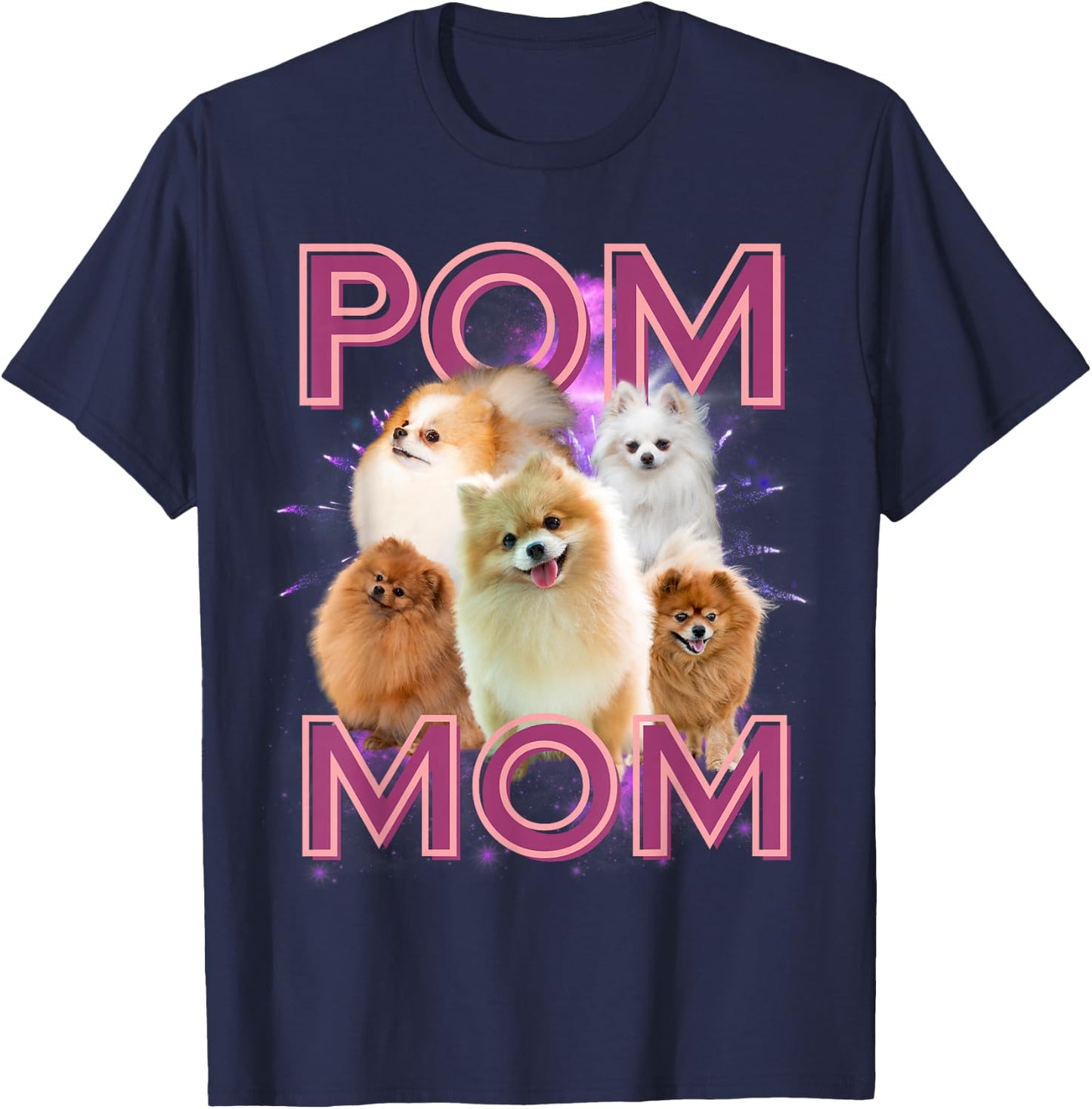 Pom Mom Pomeranian Dog Retro Bootleg T-Shirt - T-Shirt | Navy