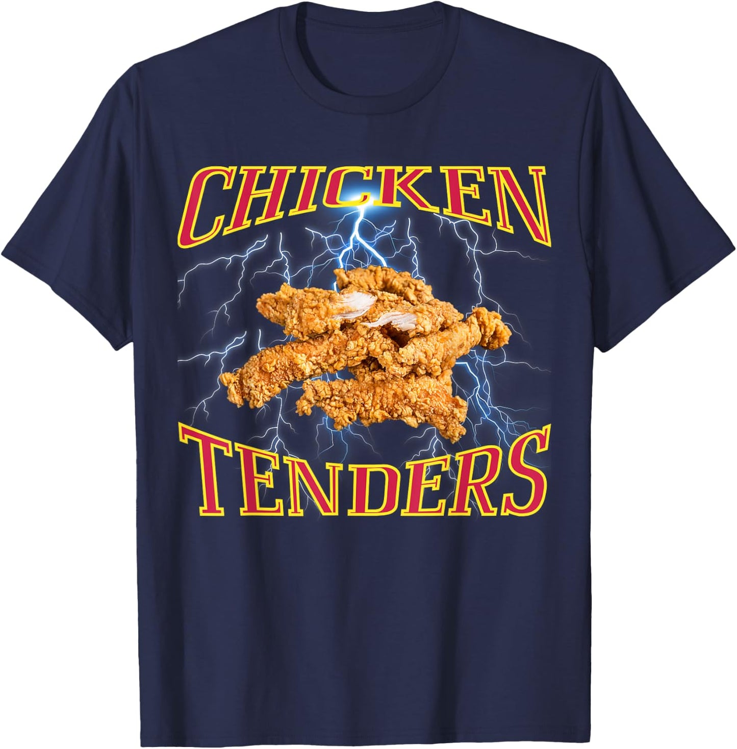 Chicken Tenders Funny Heavy Metal, Rap Bootleg Style Retro T-Shirt - T-Shirt | Navy