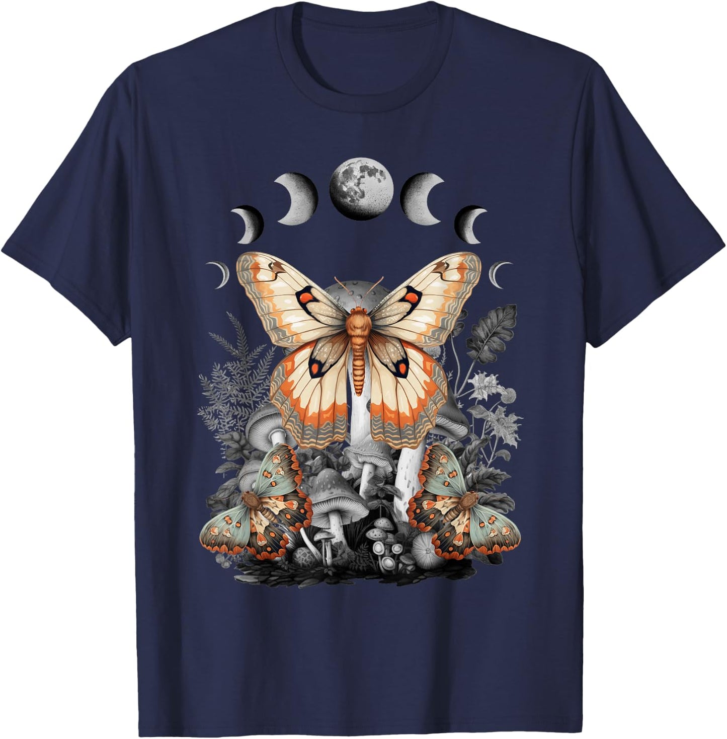 Fairycore Fairy Butterfly Moth Grunge Mushroom Y2K Aesthetic T-Shirt - T-Shirt | Navy