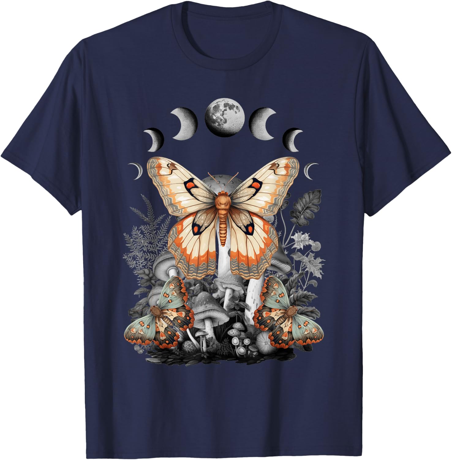 Fairycore Fairy Butterfly Moth Grunge Mushroom Y2K Aesthetic T-Shirt - T-Shirt | Navy