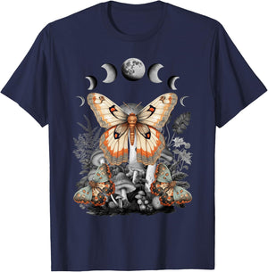 Fairycore Fairy Butterfly Moth Grunge Mushroom Y2K Aesthetic T-Shirt - T-Shirt | Navy