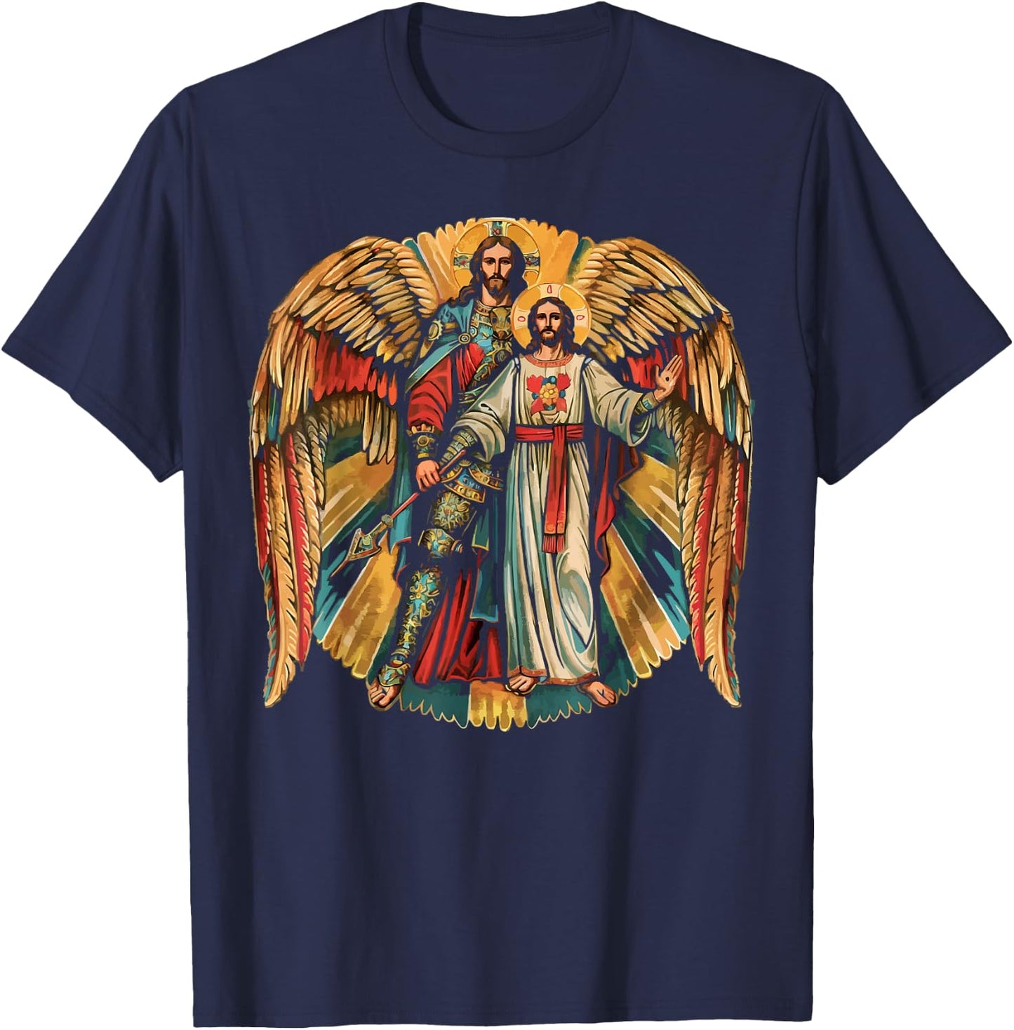 Archangel Gabriel Catholic Christianity Guardian Angel T-Shirt - T-Shirt | Navy